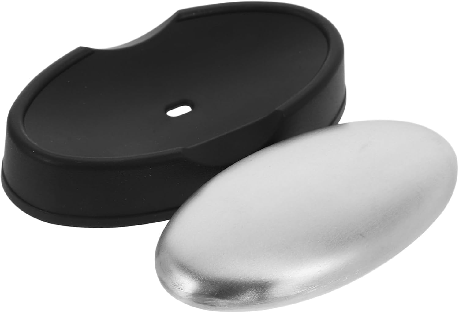 Stainless Steel Soap Odor Remover Bar 304 Metal Odor Absorber for Strong Smells Hand Cleaning Kitchen Use with Base Holder Oval Shape image number 4