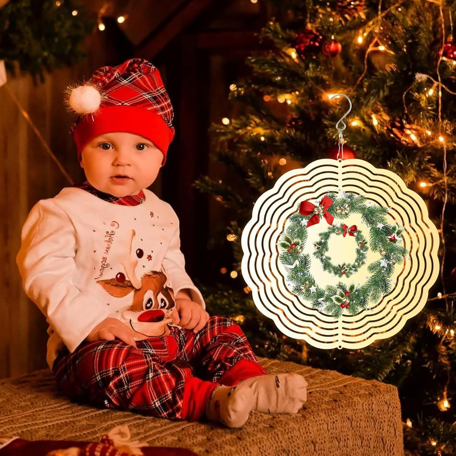 JUMXSRLE Sublimation Wind Spinner Blanks, 3D Aluminum Garden Hanging Wind Spinner Sublimation, Sublimation Blanks Spinner for Yards Garden Lawn Decoration Christmas Spinners Gift - 8 Inch 4 Pcs image number 5