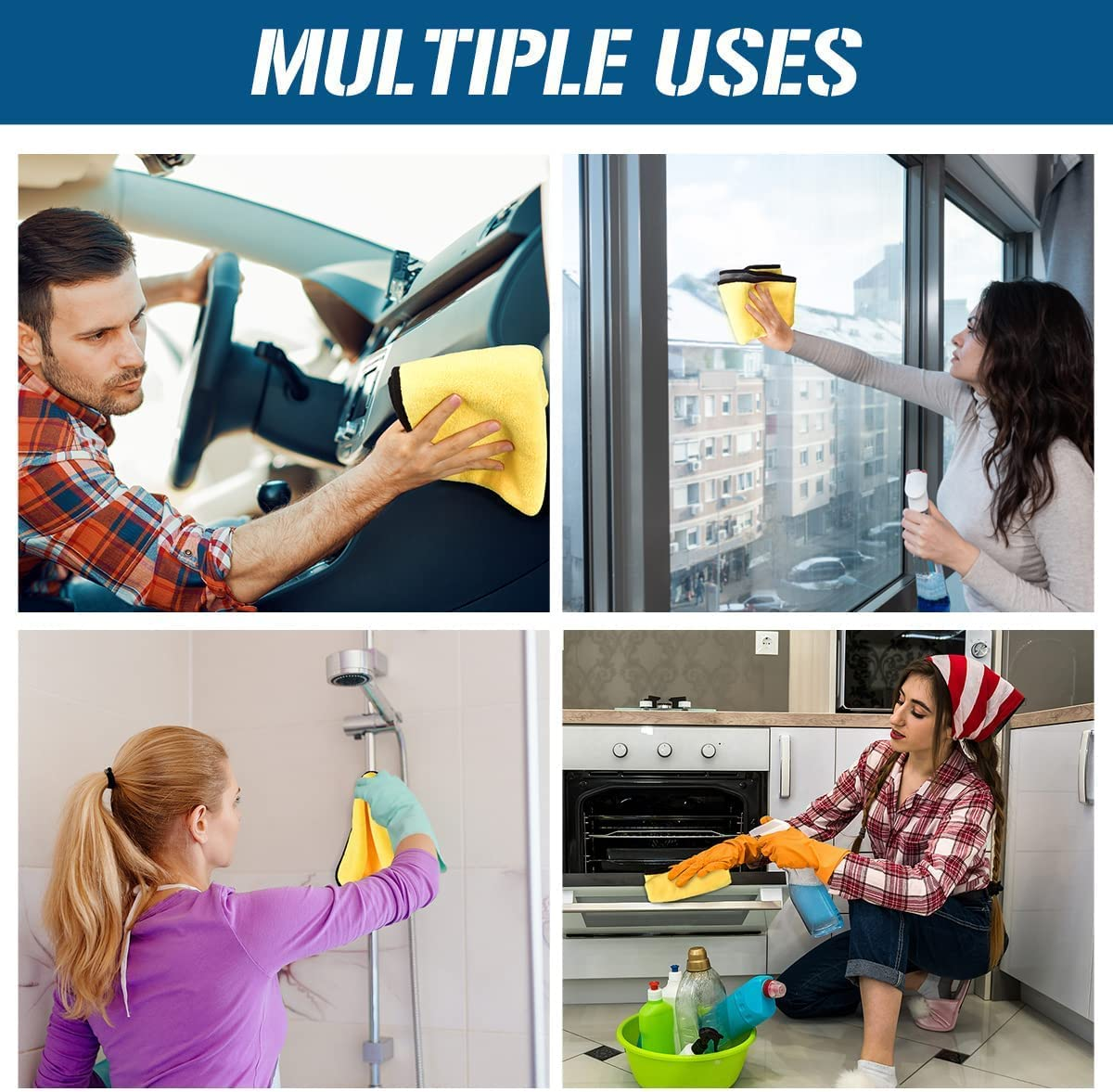 Microfiber Towel 5 Pack, Super Absorbent Drying Microfiber Cleaning Cloth for Car, House, Kitchen, Window