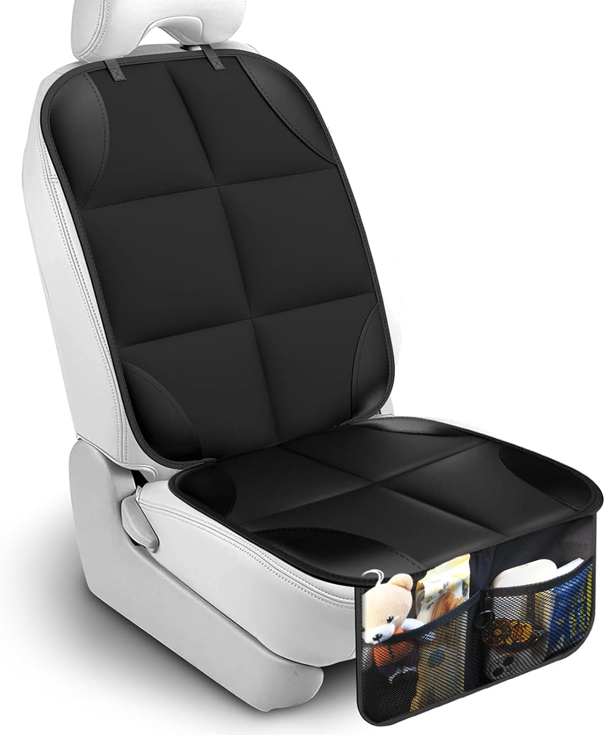 Car Seat Protector for Child, Baby, Pets, Car Seat Cushion Mat Thickest Padding with Mesh Pockets, Universal Waterproof 600D Fabric Car Seat Covers with Non-Slip Backing