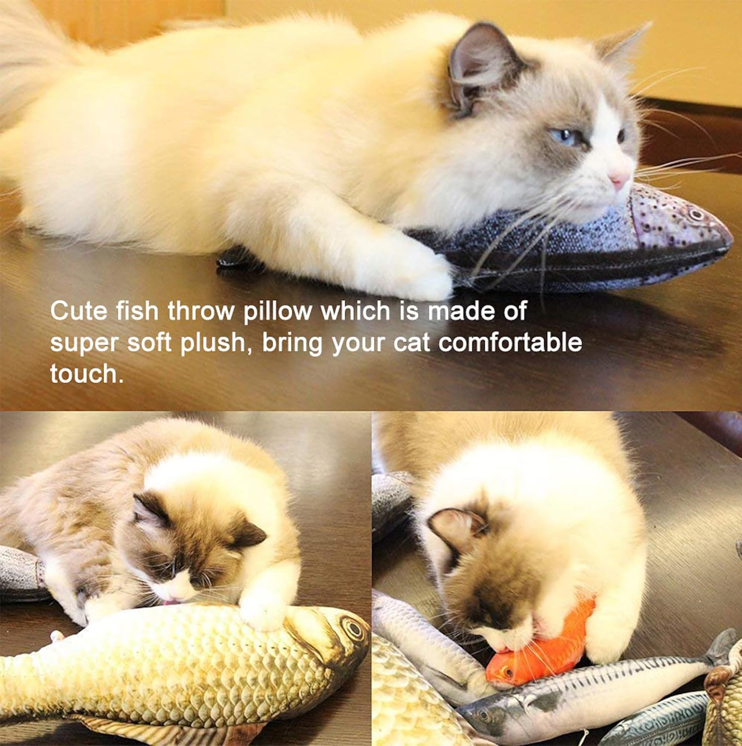 Cat Fish Toys Silvervine Chew Toys with Catnip for Kittens, Interactive Indoor Catmint Dental Toy for Teeth Cleaning, 20&times;7&times;3.5Cm (Mackerel Fish) image number 3