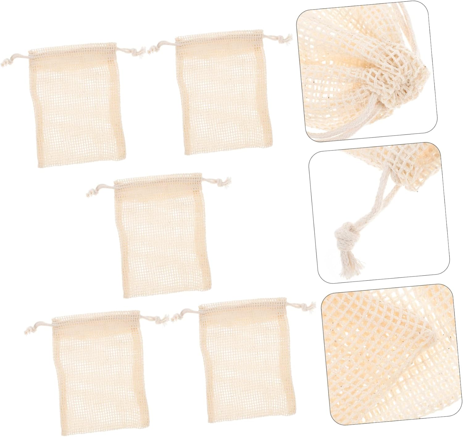 Soap Exfoliating Pouch 5Pcs Cotton Linen Bathing Soap Bags for Bathing Care and Skin Friendly Use image number 1
