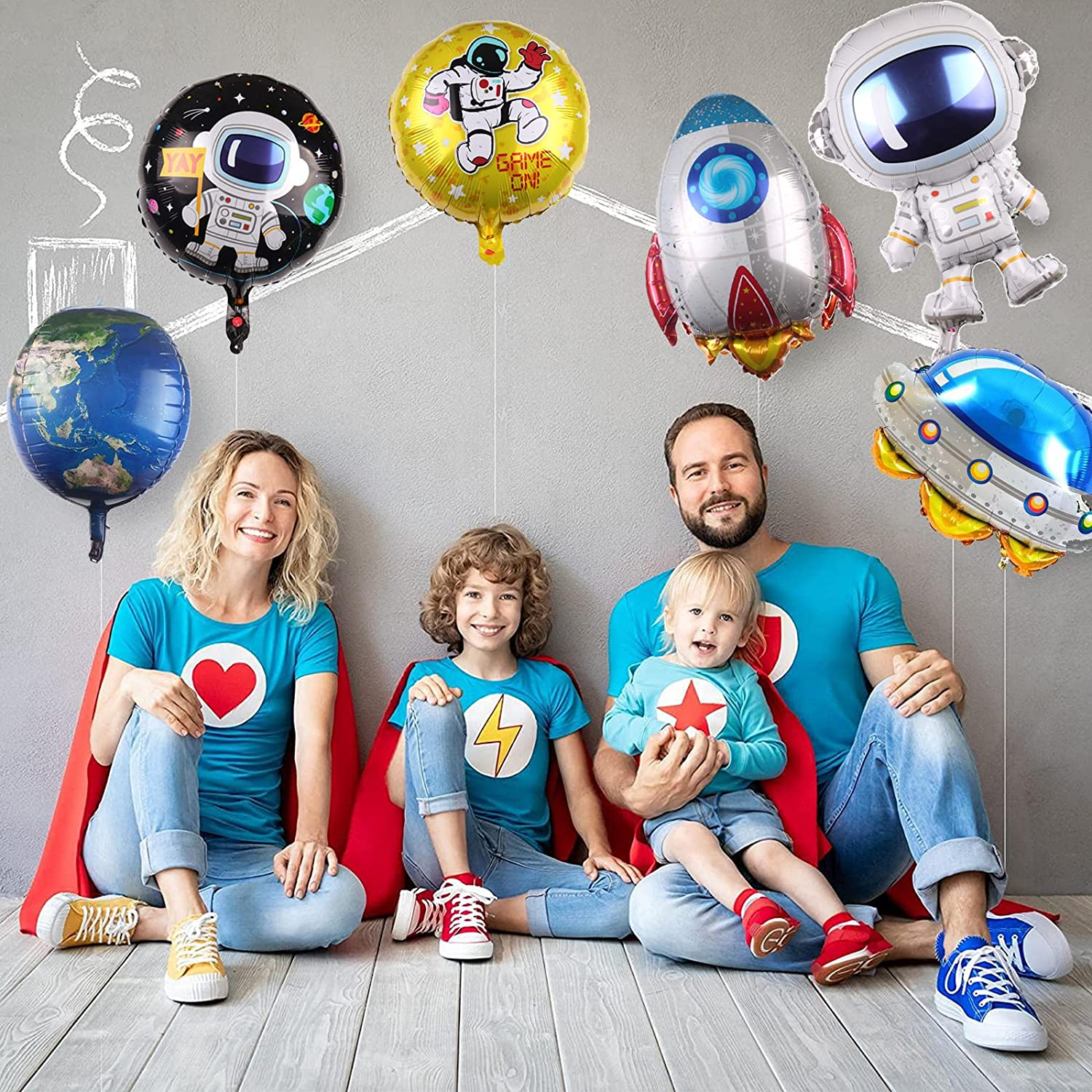 Outer Space Balloons 6 PCS, Outer Space Birthday Decorations and Supplies for Kids Planet Space Theme Party Birthday Party