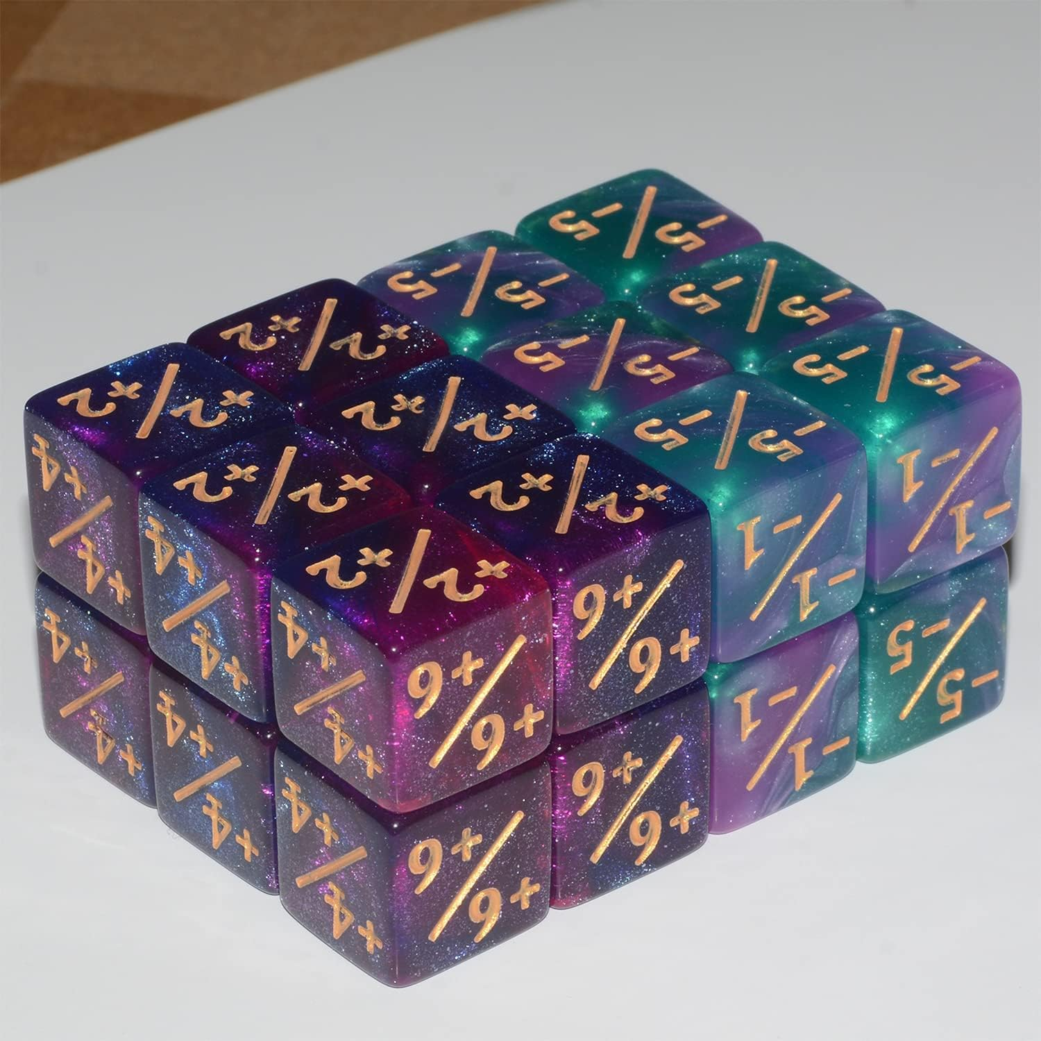 Six Sided Dice Set, 24Pieces Galaxy Counter Dice Token Dice Tracking Counter for MTG CCG Card Gaming image number 2