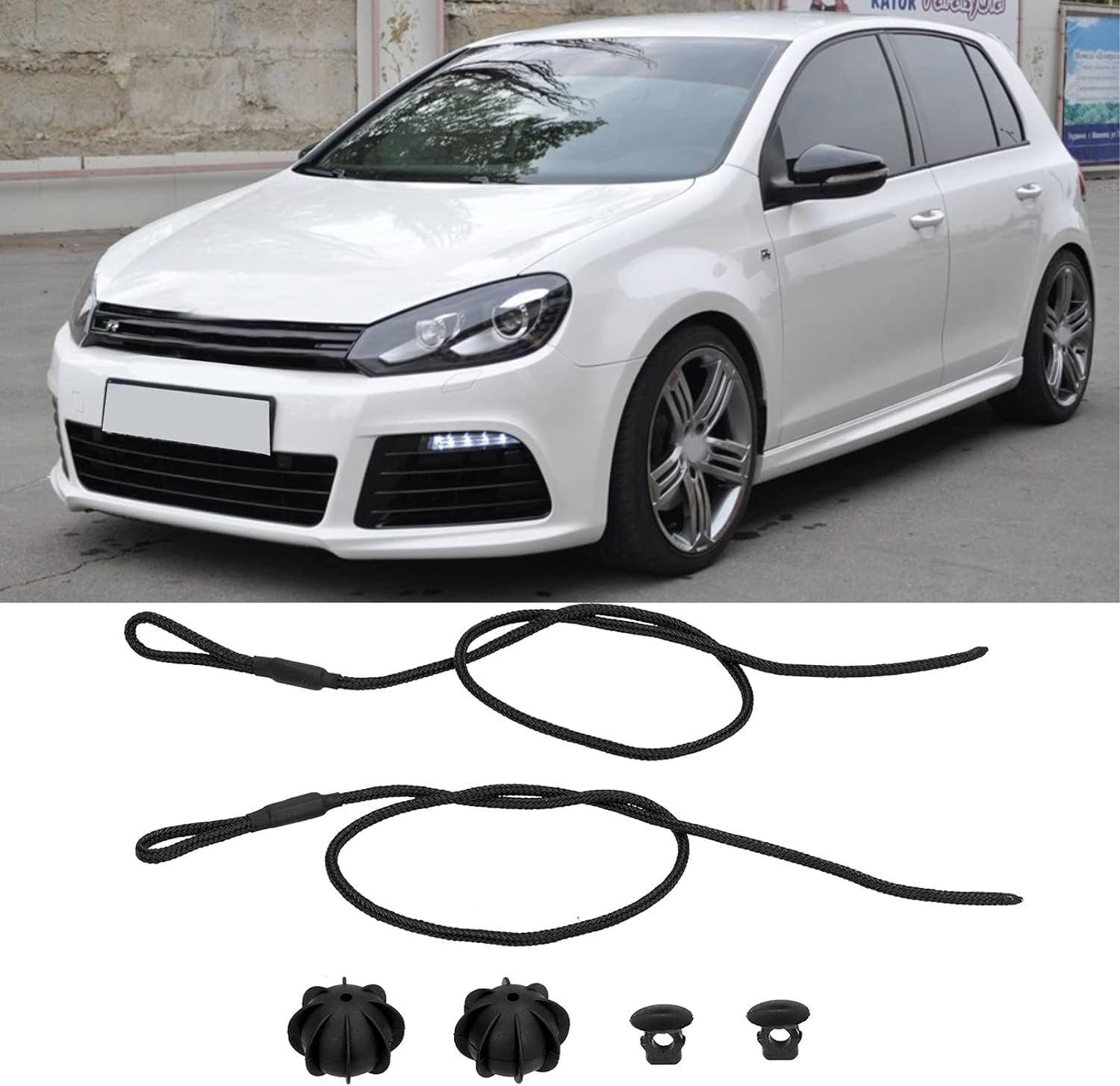 2Pcs Car Rear Parcel Shelves String Holding Strap Cord Rope image number 3