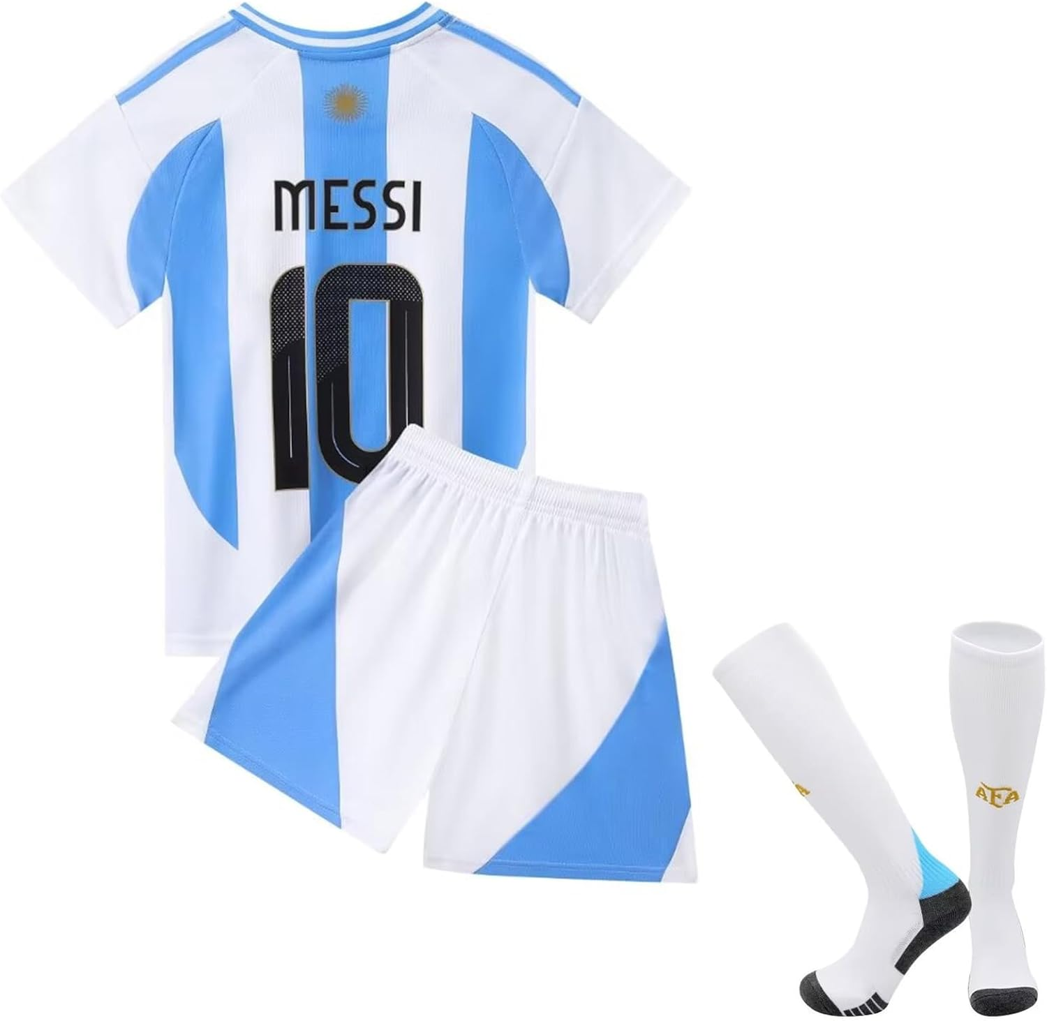 Soccer Jersey for Youth, Football Sportswear Uniforms Suit with Socks, Fans Gift T-Shirt (Big & Tall, White, 7-8 Years) image number 3