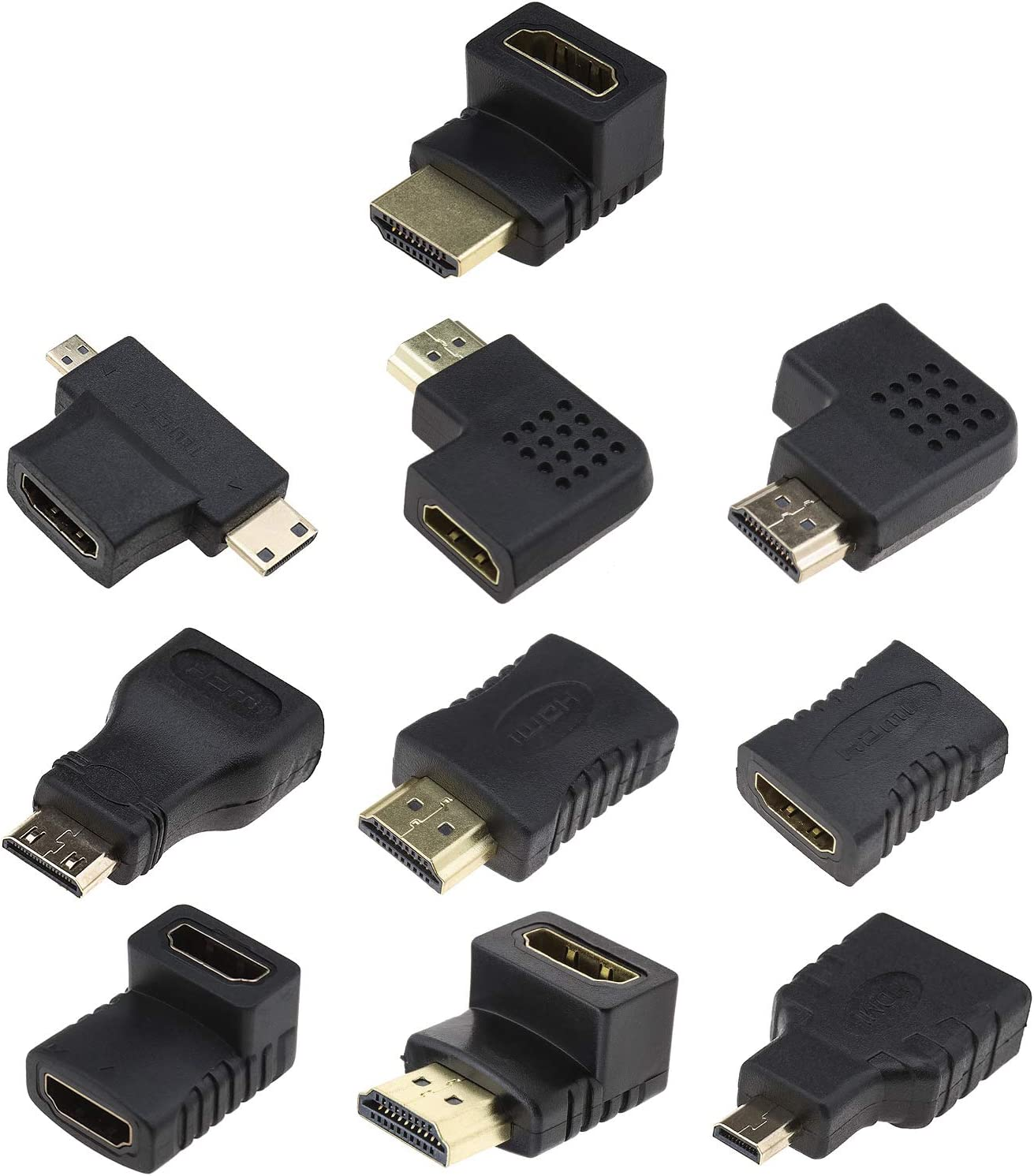 Emsea 10Pcs HDMI Adapter Kit, HDMI to Mini Hdmi/Micro HDMI Female Male Gold-Plated Interface Converter image number 2