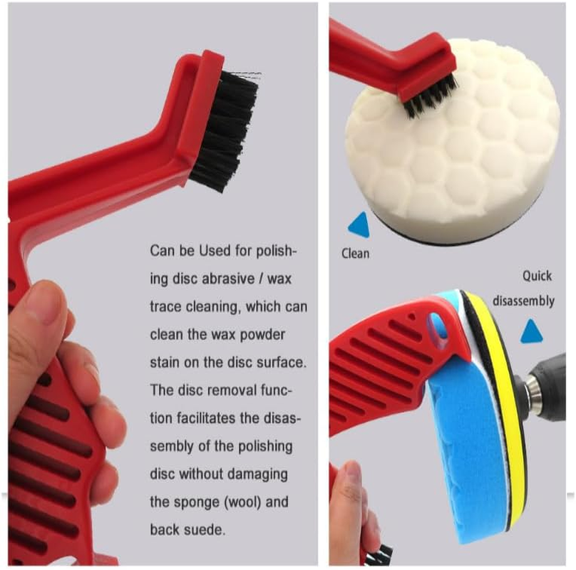 2 Pcs Polishing Pad Conditioning Brush,Polishing Pad Cleaner,Polishing and Buffing Pad Cleaning Spur Tool,Polishing Spur Tool Set,For Buffing Pads and Woolen Pads (Red) image number 5