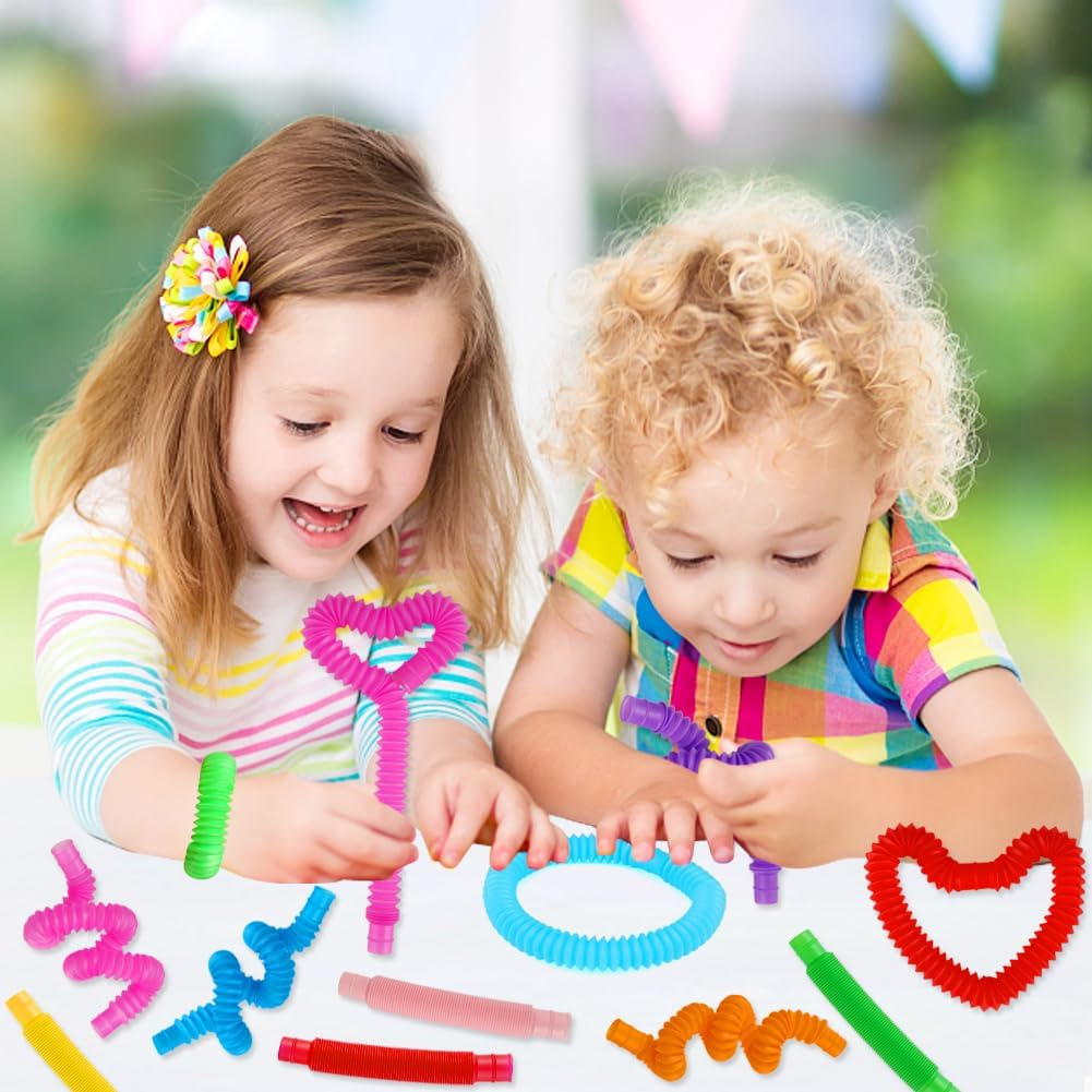 52 Pack Pop Tubes, Sensory Toys Party Favors for Kids 8-12 4-8 Fidget Toys for Anxiety Goodie Bag Stuffers Treasure Box Classroom Prizes Gifts for 3 4 5 6 7 8 9 Year Old Boys Girls Toddlers- 10 Colors image number 2