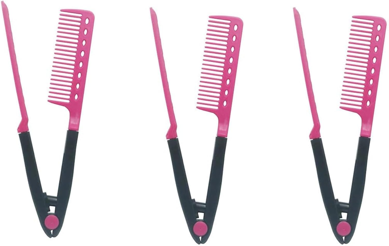 3PCS V-Shaped Hair Straightening Comb Set &ndash; Plastic DIY Salon Styling Combs for Professional & Home Use, Hair Brush Combs for Straightening, Styling & Blow Drying image number 2