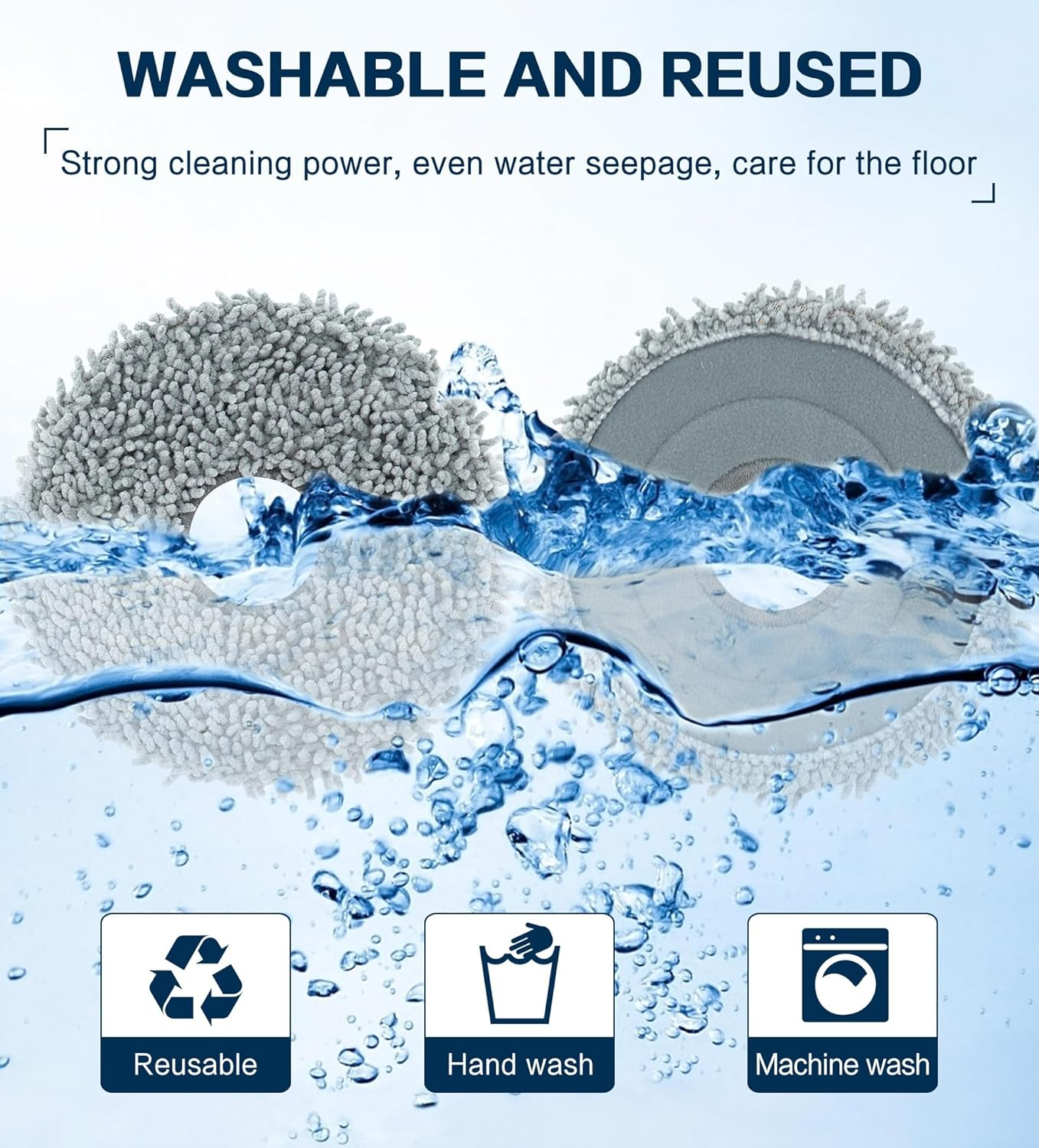 YBVABE 4Pack Mop Pads for Roborock Q Revo Curv, Q Revo, Qrevo Maxv, Q Revo L, Qrevo S, Qrevo Pro, Qrevo Slim,Q Revo Master Robot Vacuum Washable Microfiber Mopping Cloths Replacement Accessories image number 3