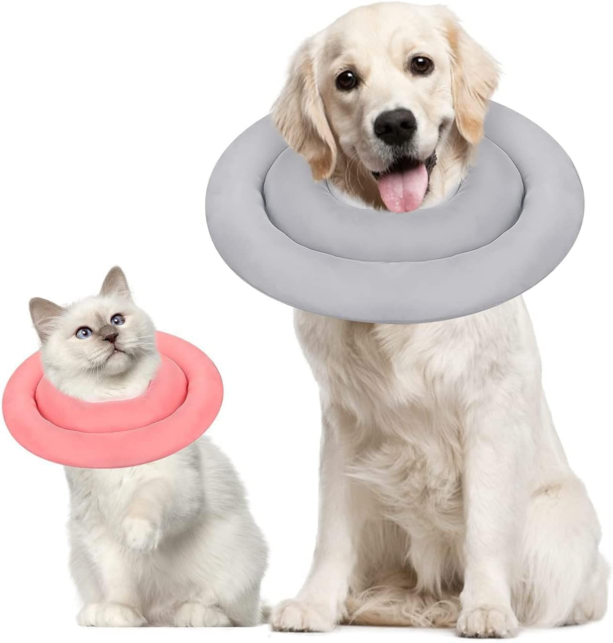 Soft Dog Cone Alternative after Surgery, Adjustable Collar for Dogs, Waterproof Dog Recovery Collar for Small and Medium Dogs (Blue Grey, Large) image number 4