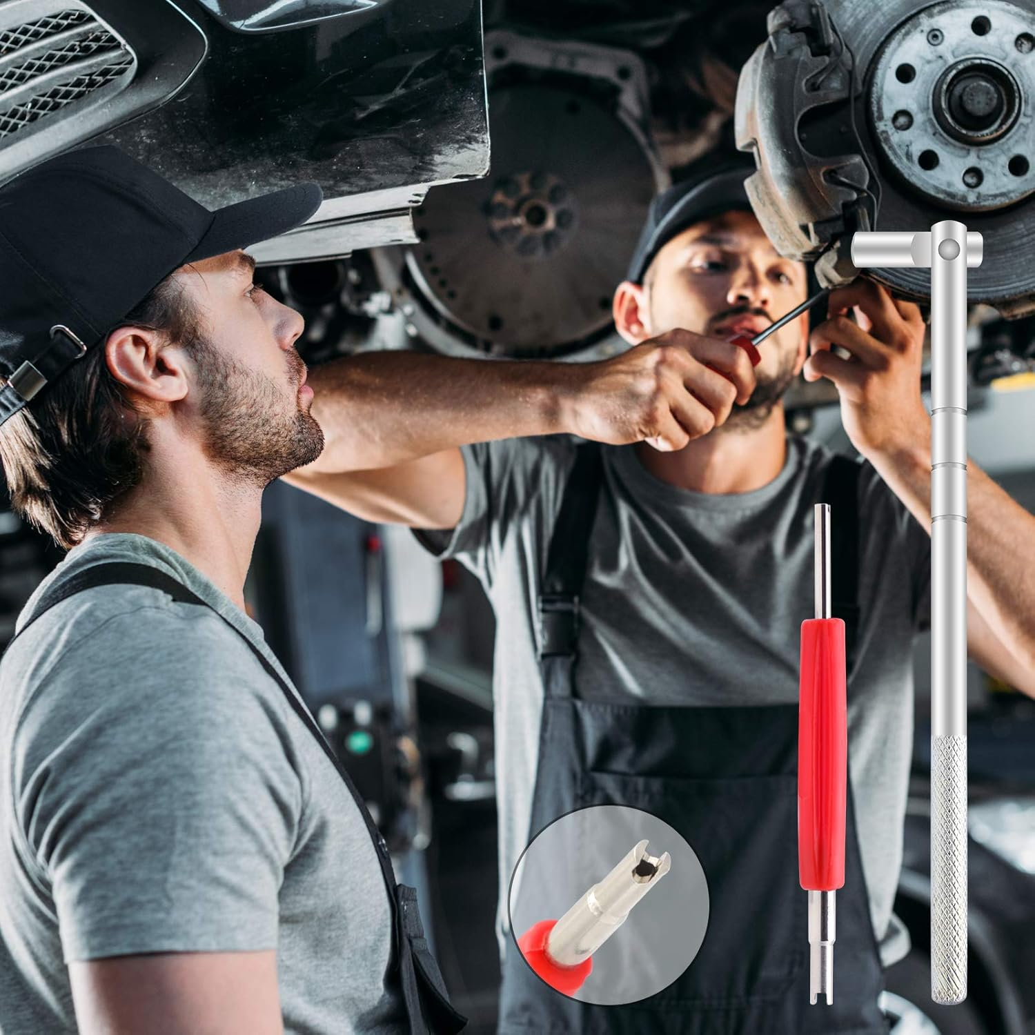 Valve Core Tool Set with 20Pcs Valve Cores 10Pcs Tire Valve Caps 5-Way Valve Tool Dual Single Head Valve Core Remover Tire Repair Tool 6 - Tire Valve Tool 33Pcs image number 3