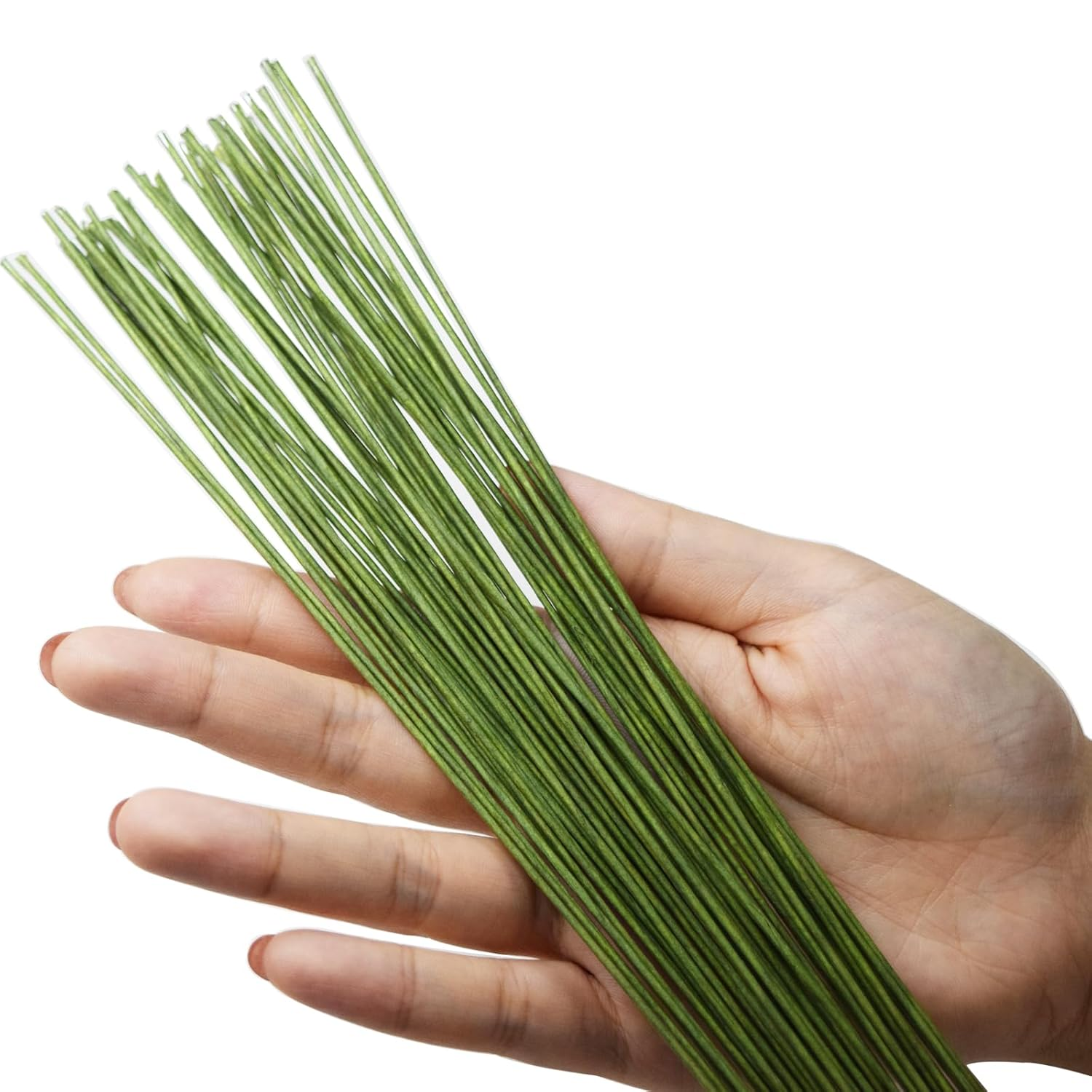 Happylain 50 PCS 18 Gauge White Floral Wire 16 Inch, Paper Wrapped Floral Wire, White Floral Stems