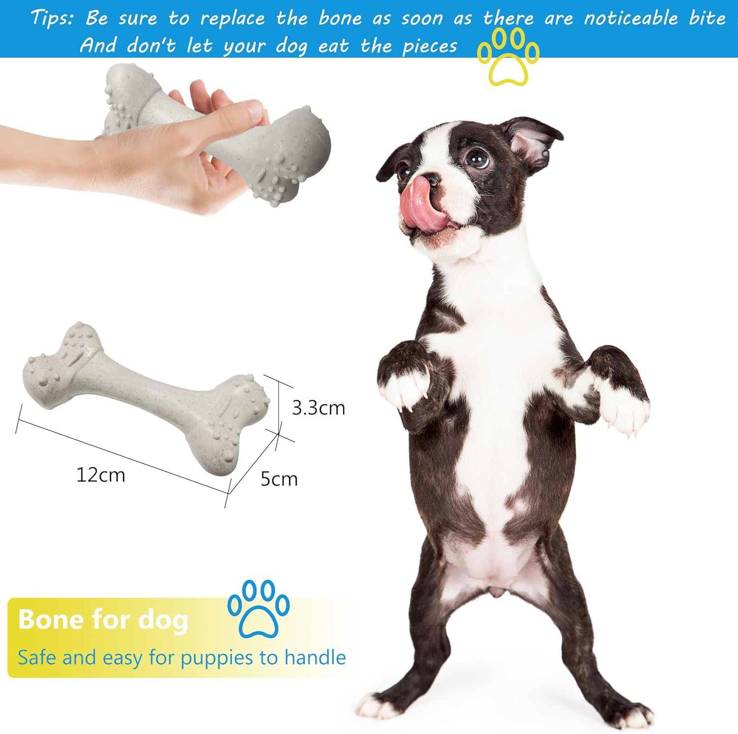 RINGSUN Dog Chew Toy, 2-Pack Tough Bone Puppy Chew Toy for Aggressive Chewer, Interactive Dog Teeth Cleaning Toys image number 5
