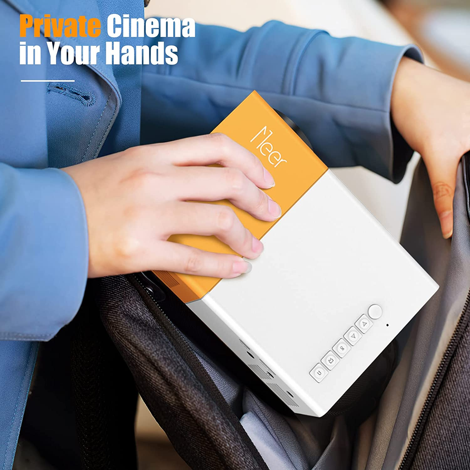 Mini Projector, Meer Portable Pico Full Color LED LCD Video Projector for Children Present, Video TV Movie, Party Game, Outdoor Entertainment with HDMI USB AV Interfaces and Remote Control image number 2