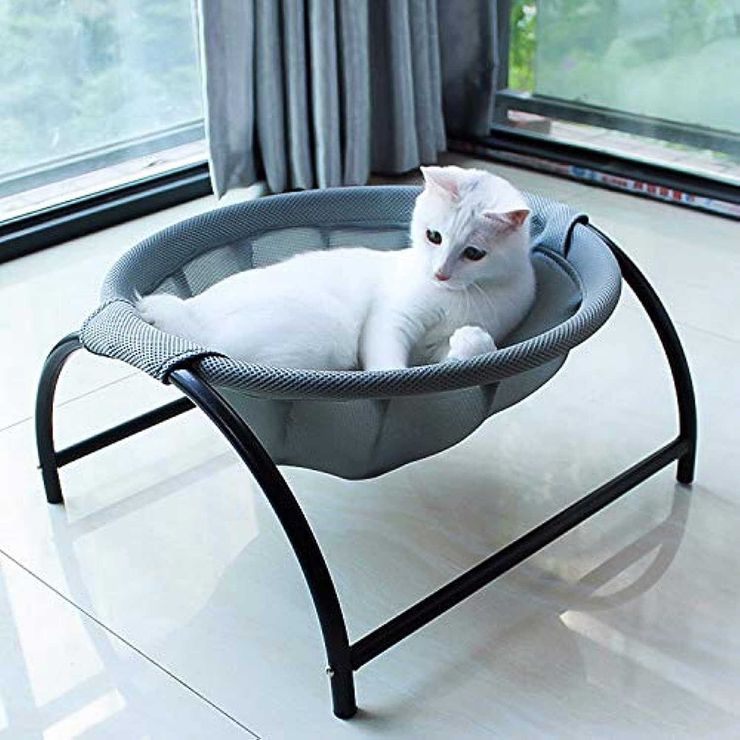 Cat Hammock Bed, Extra Large Pet Hammocks for Indoor Cats or Dogs, Cat Sleeping Beds with Removable Washable Breathable Mesh, 45 * 42 * 23Cm, Grey image number 3