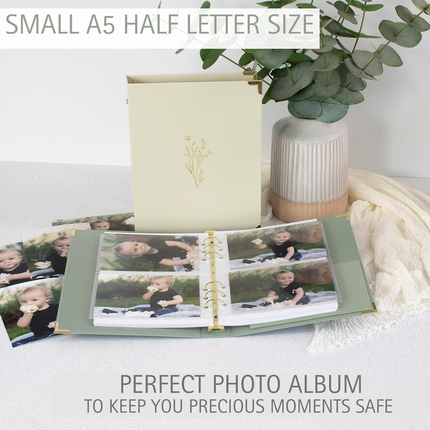 ZICOTO Aesthetic 6 Ring A5 Binder Set of 2 - the Perfect 1 Inch Planner Binder for Journaling or Collections - Refillable Notebook Binder with Pocket, ZIC-RBINDER-BG_23-097B, Beige-Green image number 3