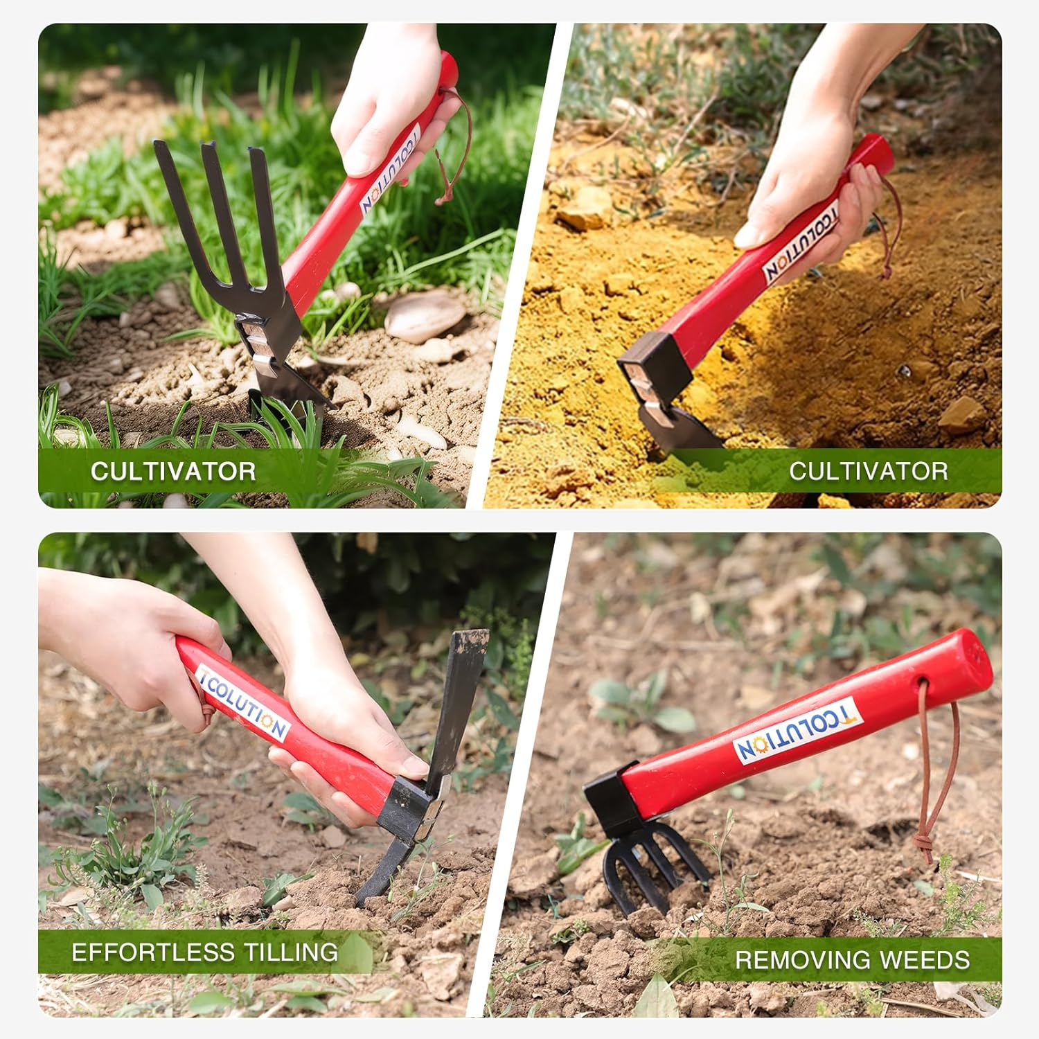 Garden Tool Set with Tool Box 4 Piece Heavy Duty Gardening Tools Kit with Hoe Rake Shovel Fork Non Slip Handle Garden Hand Tools for Digging Weeding Planting