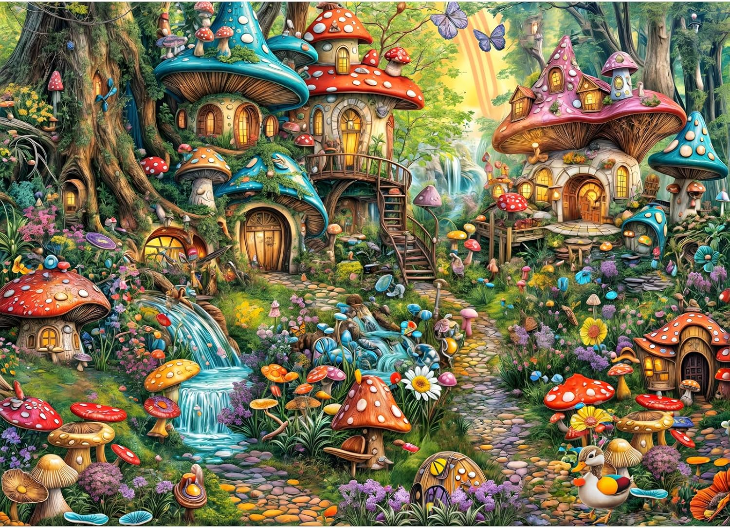 Jigsaw Puzzles for Adults 1000 Pieces, Interlock Perfectly Letter on Back No Dust, Home Decor Birthday Gift Toy for Men Women Elders Seniors, 1:1 Poster - Mushroom Garden image number 2