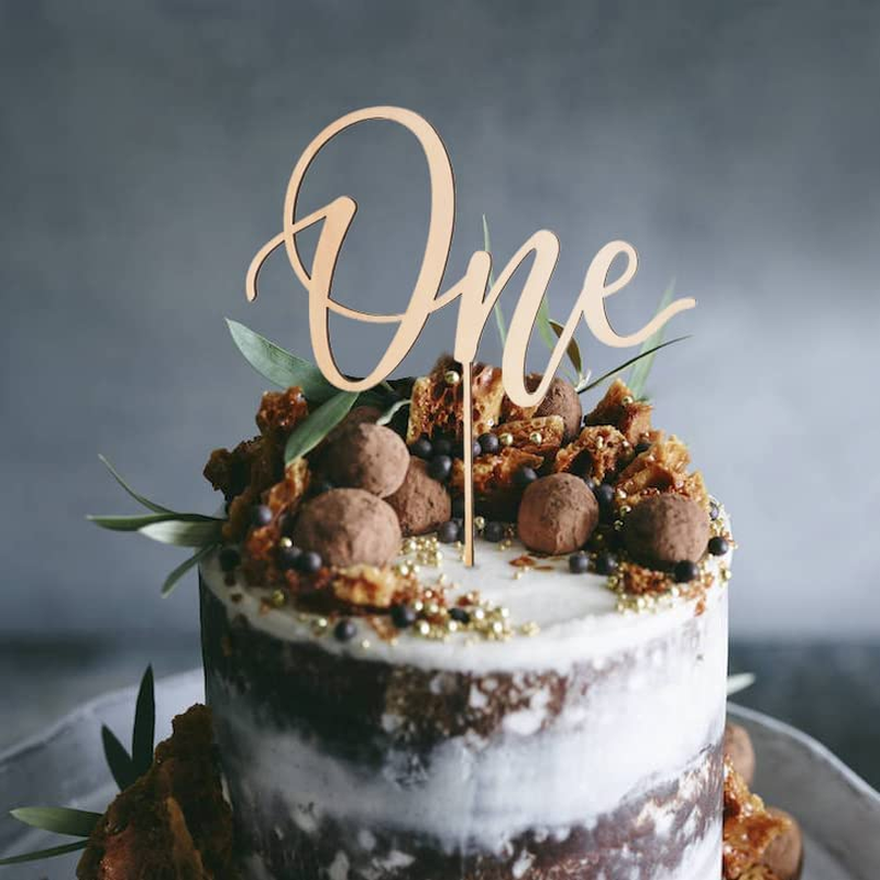 First Birthday Smash Cake Topper - 1St Birthday Wooden Topper for Photo Booth, Party Decoration image number 2