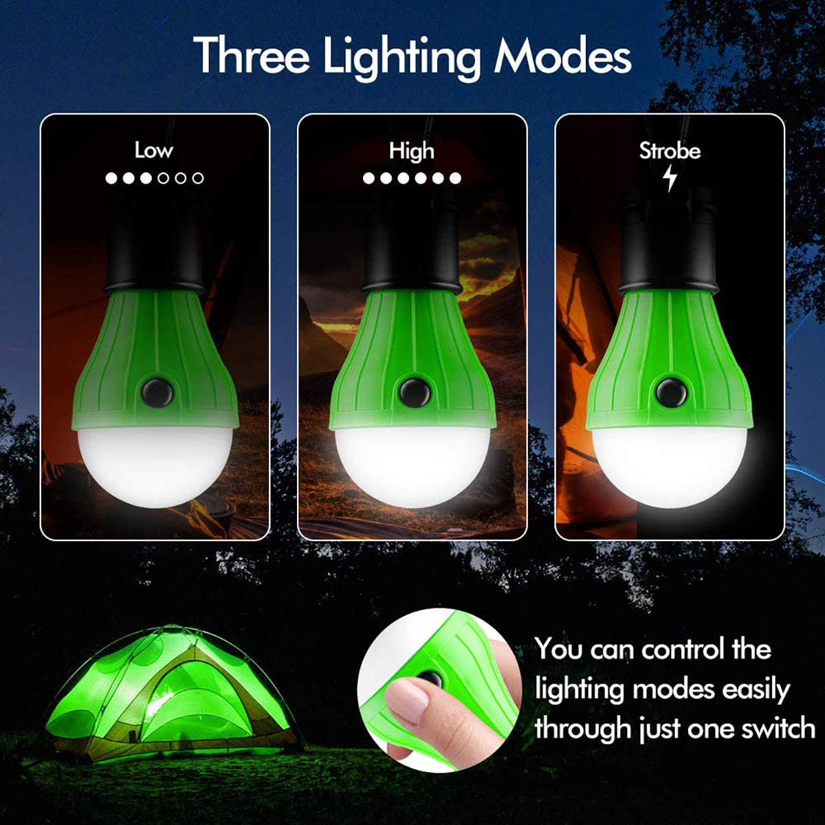 Dawntrees Tent Light, Camping Light, Camping Tent Portable LED Lights, Battery-Powered Emergency Lights, Hurricane Lights, Blackout Lights, Hook Lights, Used for Hurricane Emergency Backpack Hiking.&hellip; image number 3