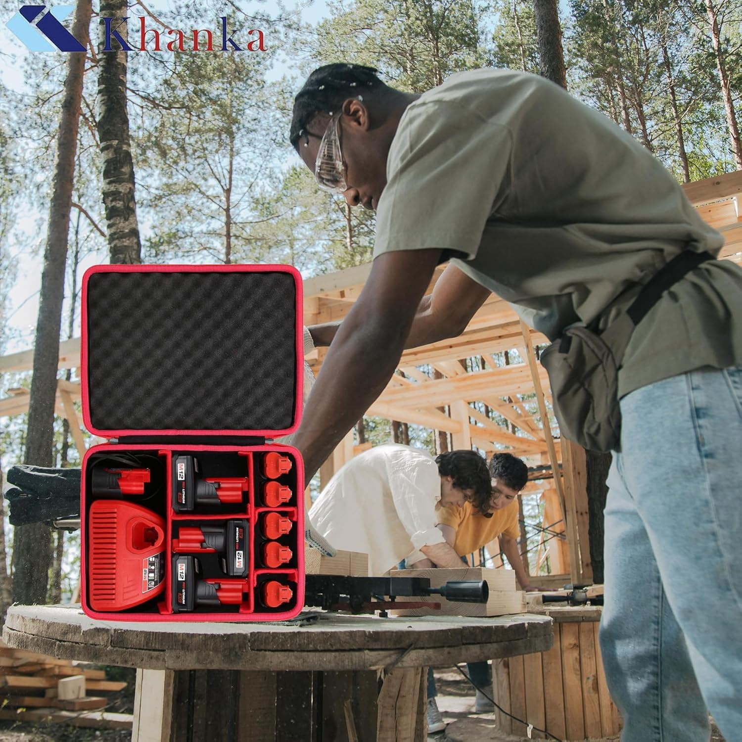 Khanka Hard Battery Storage Box Holder, Carrying Case Replacement for Milwaukee M12 Battery and Charger - Holds 12V 2.0/3.0/4.0/5.0/6.0/6.5/8/9.0/12.0-Ah Battery, Charger (Case Only) image number 4