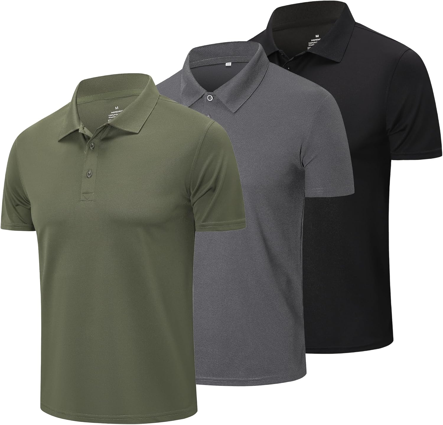ZENGVEE 3 Pack Golf Polo Shirts for Men Moisture Wicking Athletic Polo Shirts Short Sleeve image number 1