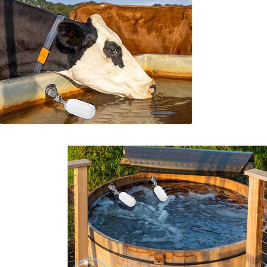 Float Valve Set with Adjustable Arm, 1/2-Inch Water Supply, 3-Piece, for Livestock Water Tanks