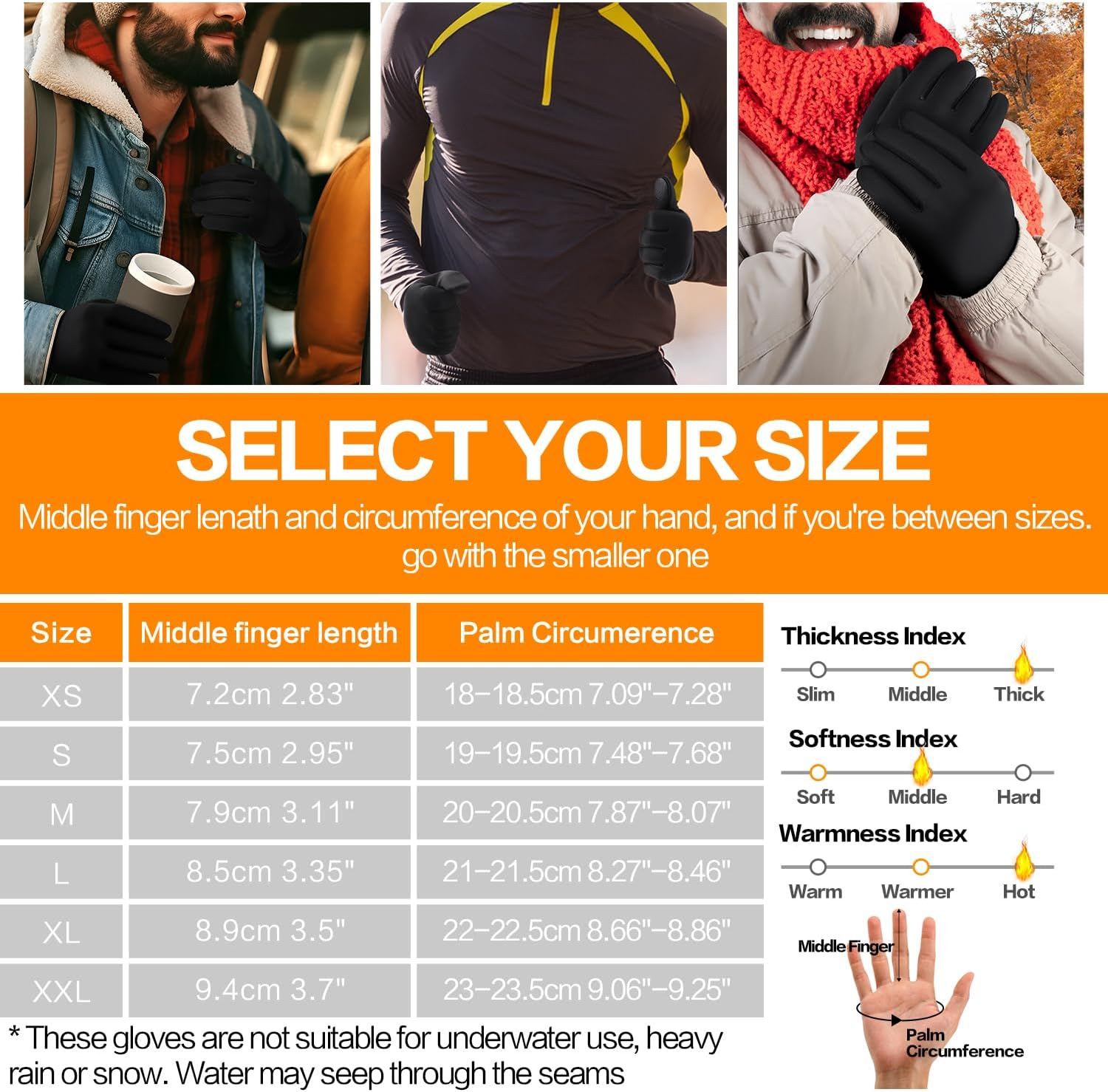 Winter Thermal Gloves for Women Men - Waterproof, Touchscreen Running, Cycling, Hiking, and More image number 6