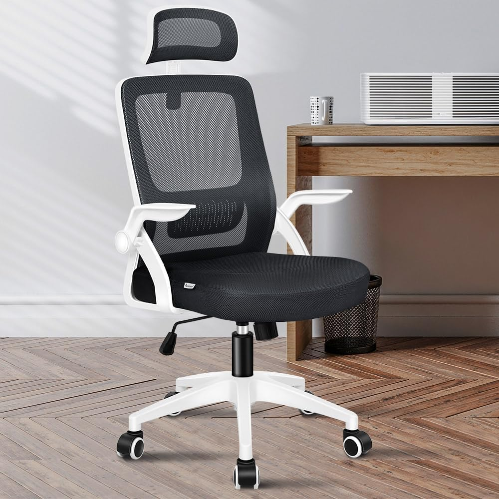 ALFORDSON Office Chair Mesh Computer Chair Swivel Executive Desk Chair with Adjustable Headrest and Armrest Arco Series(White Black) image number 2