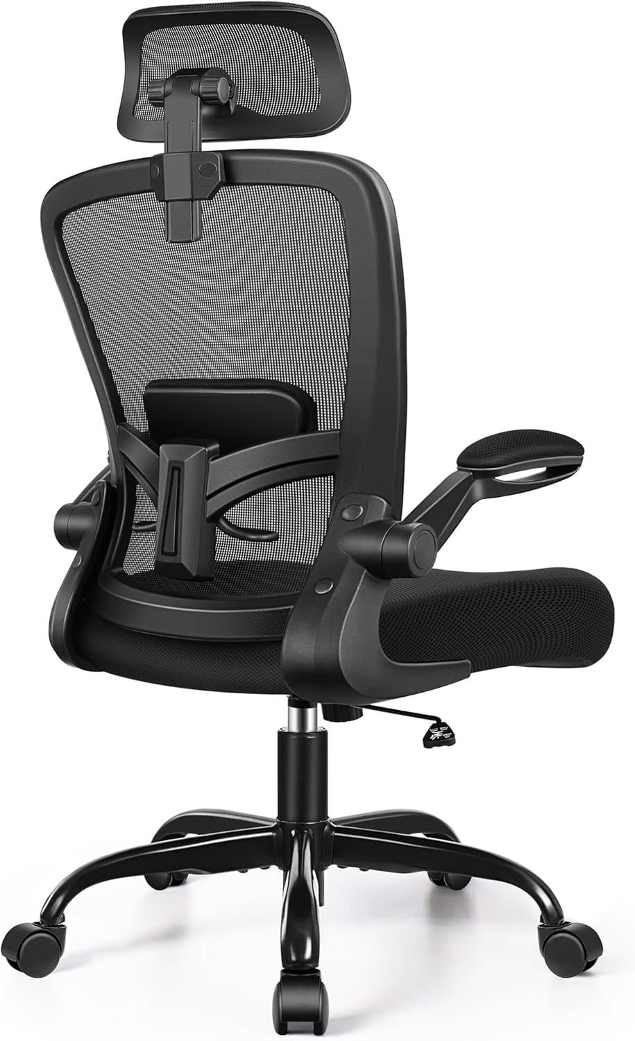 Felixking Ergonomic Office Chair, Headrest Desk Chair Office Chair with Adjustable Lumbar Support, Home Office Swivel Task Chair with High Back and Armrest (White)