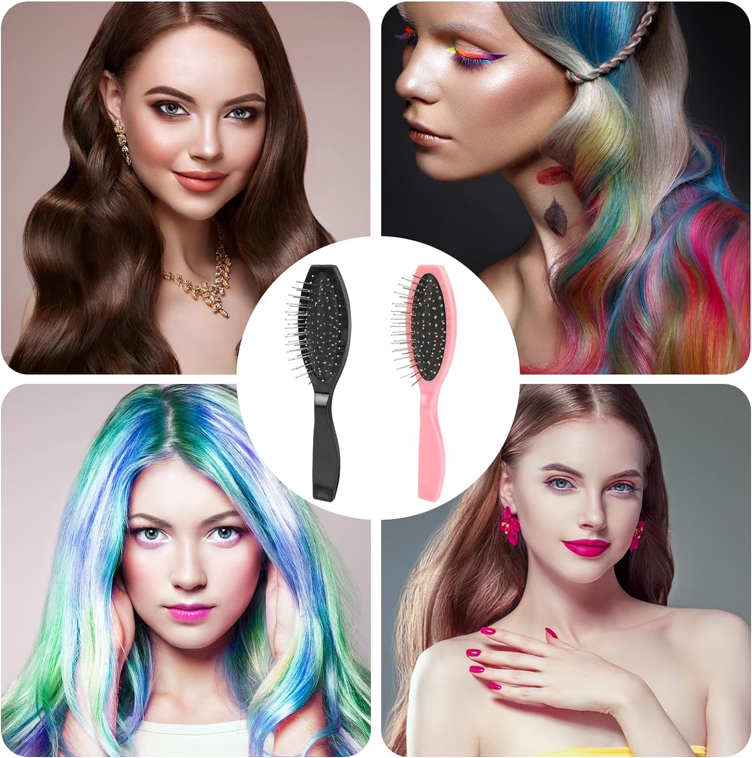 2 Pack Stainless Steel Wig Wire Brush, Portable Professional Synthetic Hair Brush and Combs for Wigs, Extensions, Women image number 5