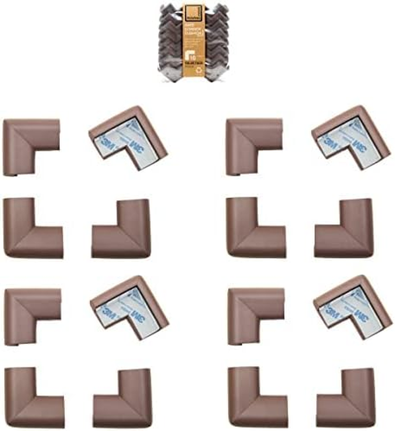 Roving Cove Heftyfit Corner Protector for Baby (16 Large Corners), Heavy-Duty Soft Rubber Foam Furniture Corner Bumper Guards, 3M Adhesive Pre-Taped, Coffee Brown image number 2