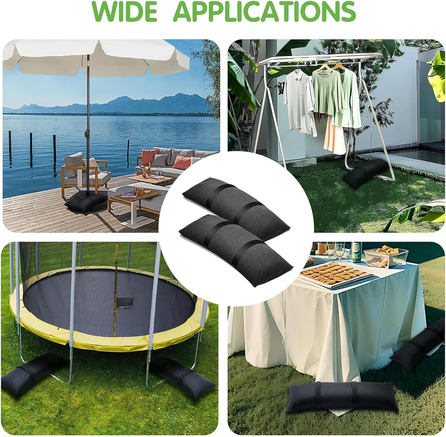 Umbrella Base Weights Outdoor Weight Sand Bags,2 Sandbag Weights for 49 Lb Fillable Sandbags for Umbrella Base,Weatherproof Patio Furniture Weights,Trampoline,Umbrella Stand for Outdoor Garden 2PCS image number 5