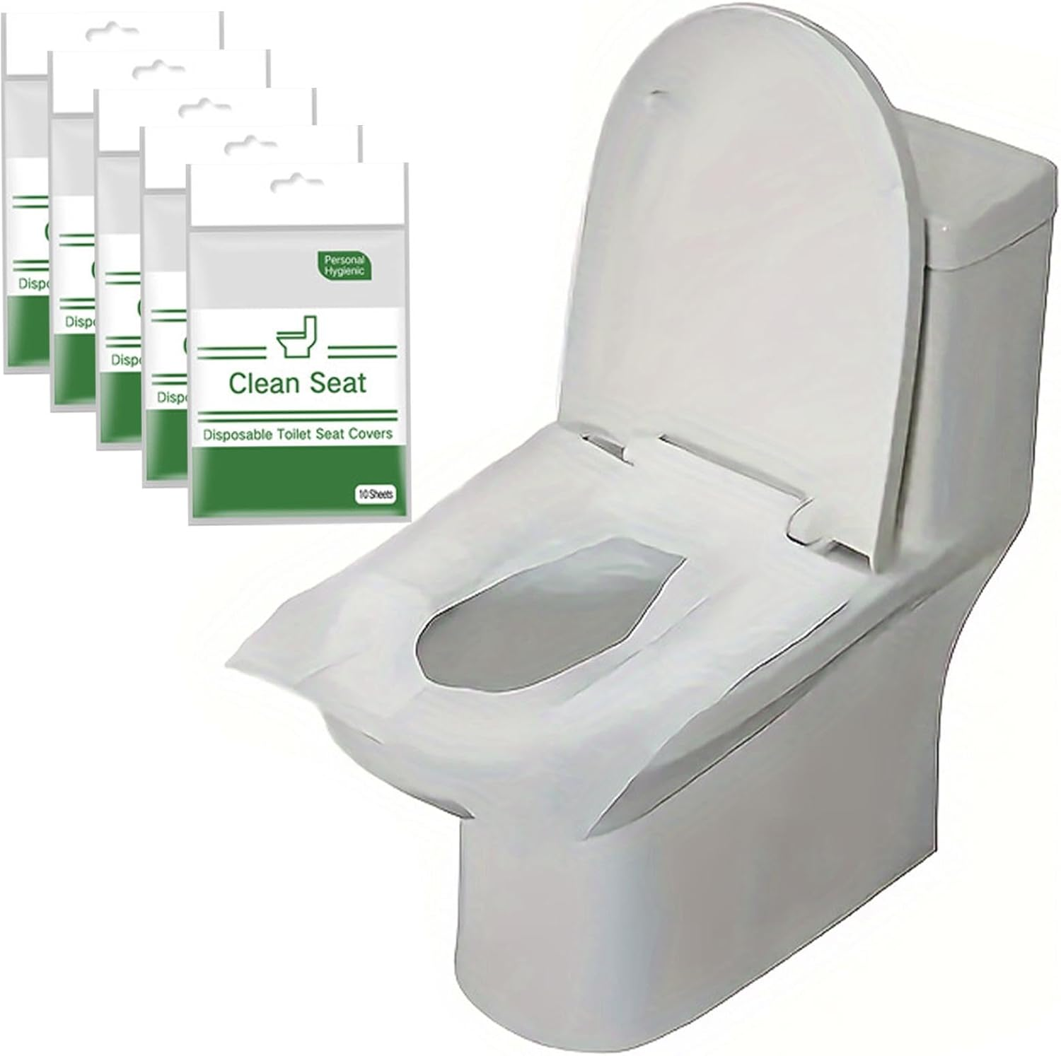 50 Pack Toilet Seat Covers Disposable, Flushable, White, Universal Size, Safe Material, Easy to Use, Travel Essentials for Public Restrooms image number 6