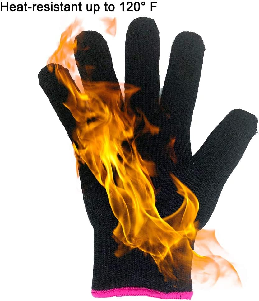 2 Professional Heat Resistant Gloves for Hair Styling Heat Blocking for Curling, Flat Iron and Curling Wand Suitable for Left and Right Hands image number 6