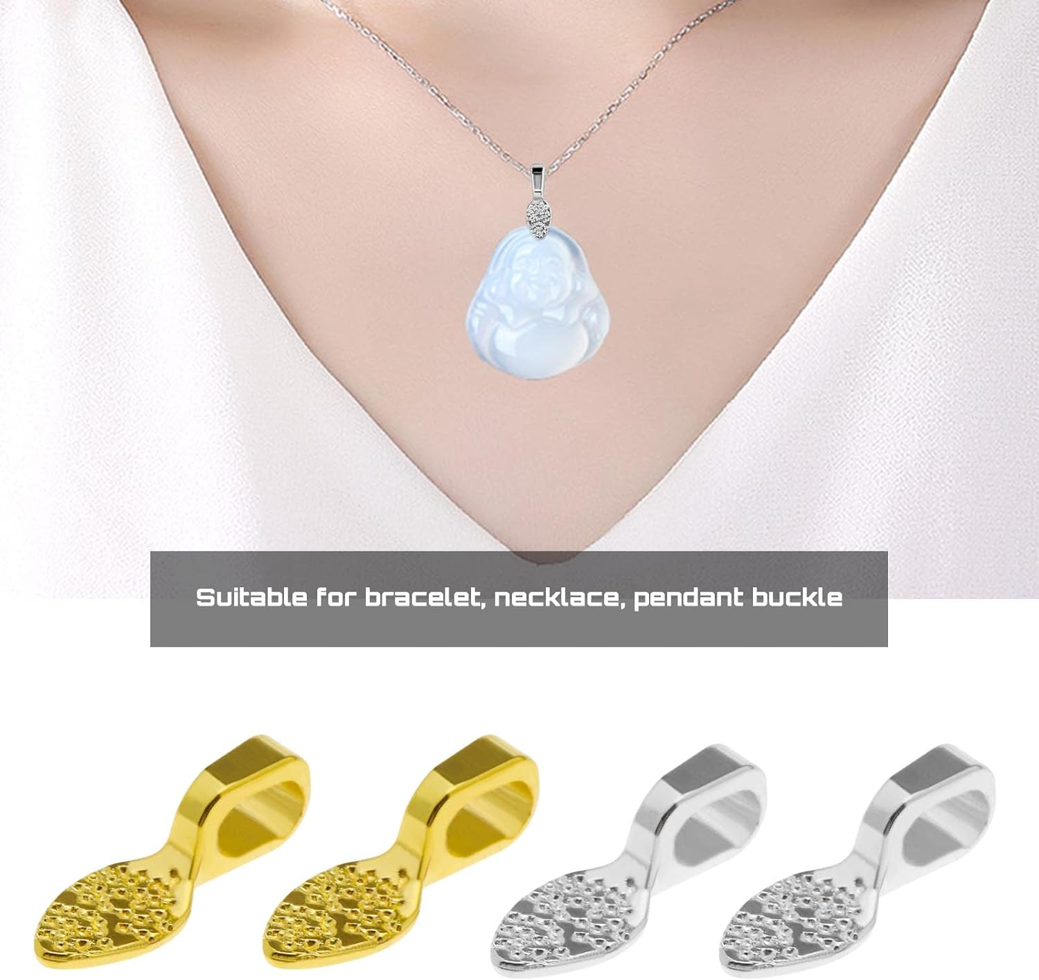 Emsea 200PCS Glue on Earring Bails Oval Spoon Jewellery Findings for DIY Necklace Bracelet Earring Jewelry Making Scrabble Glass Cabochon Tiles Pendants White K Gold 15X5Mm image number 3