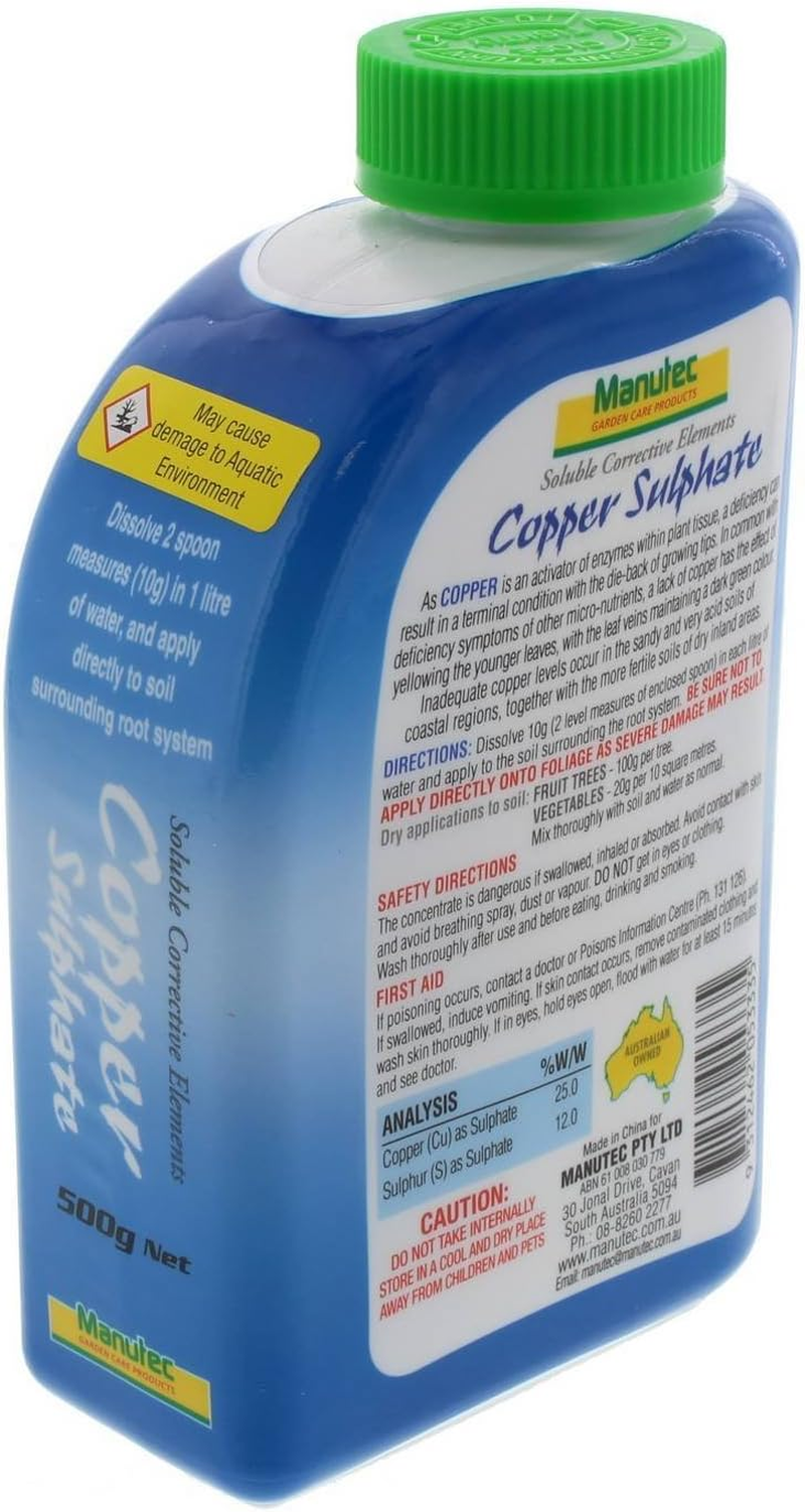 Copper Sulphate Bluestone Soluble Corrects Copper Deficiences Manutec 500G