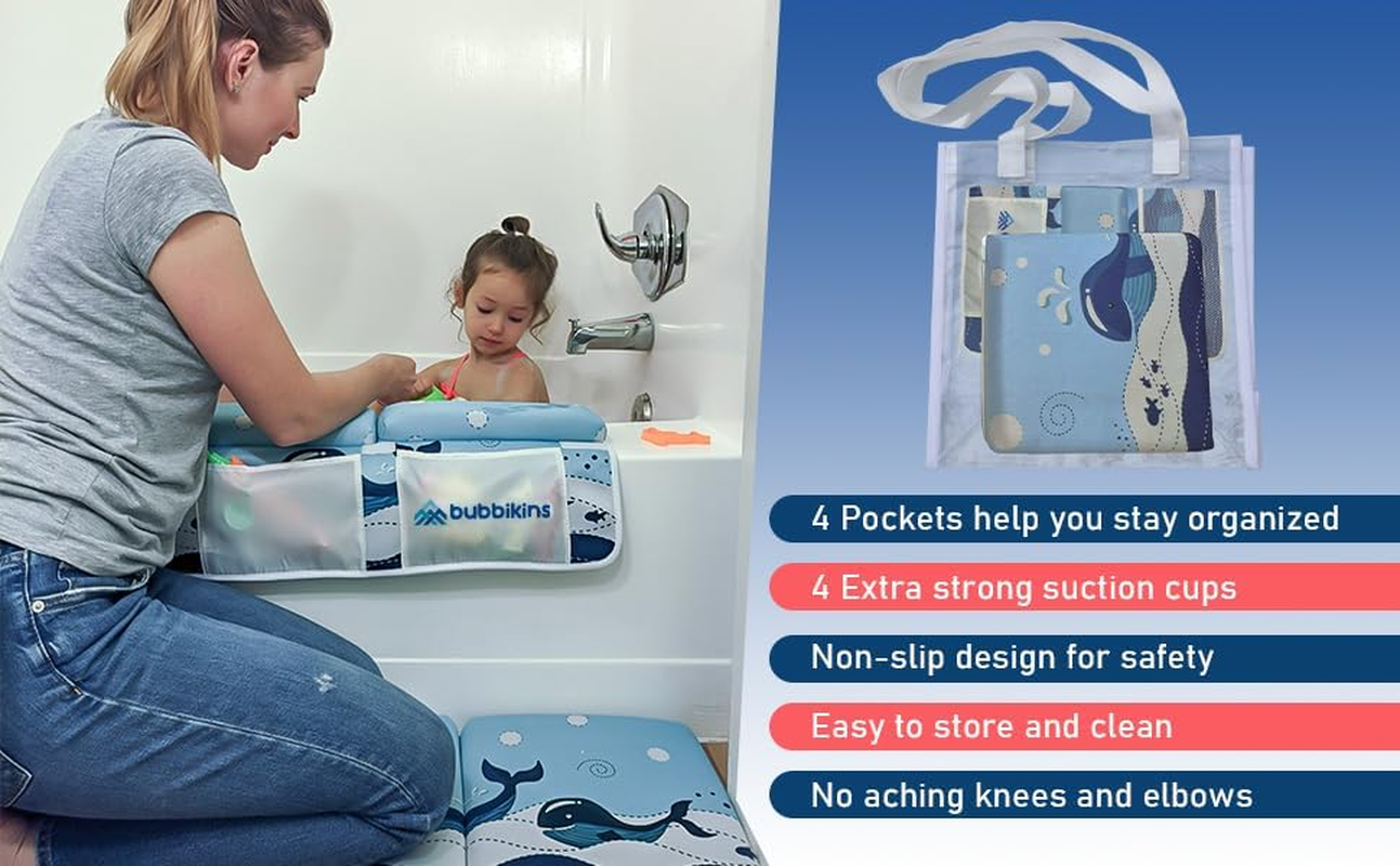 Baby Bath Kneeler and Elbow Rest Pad Set | 1.5" Thick Non-Slip Pads for Parents Comfort | 4X Extra Strong Suction Cups for Baby Bathtub Support & Accessories image number 1