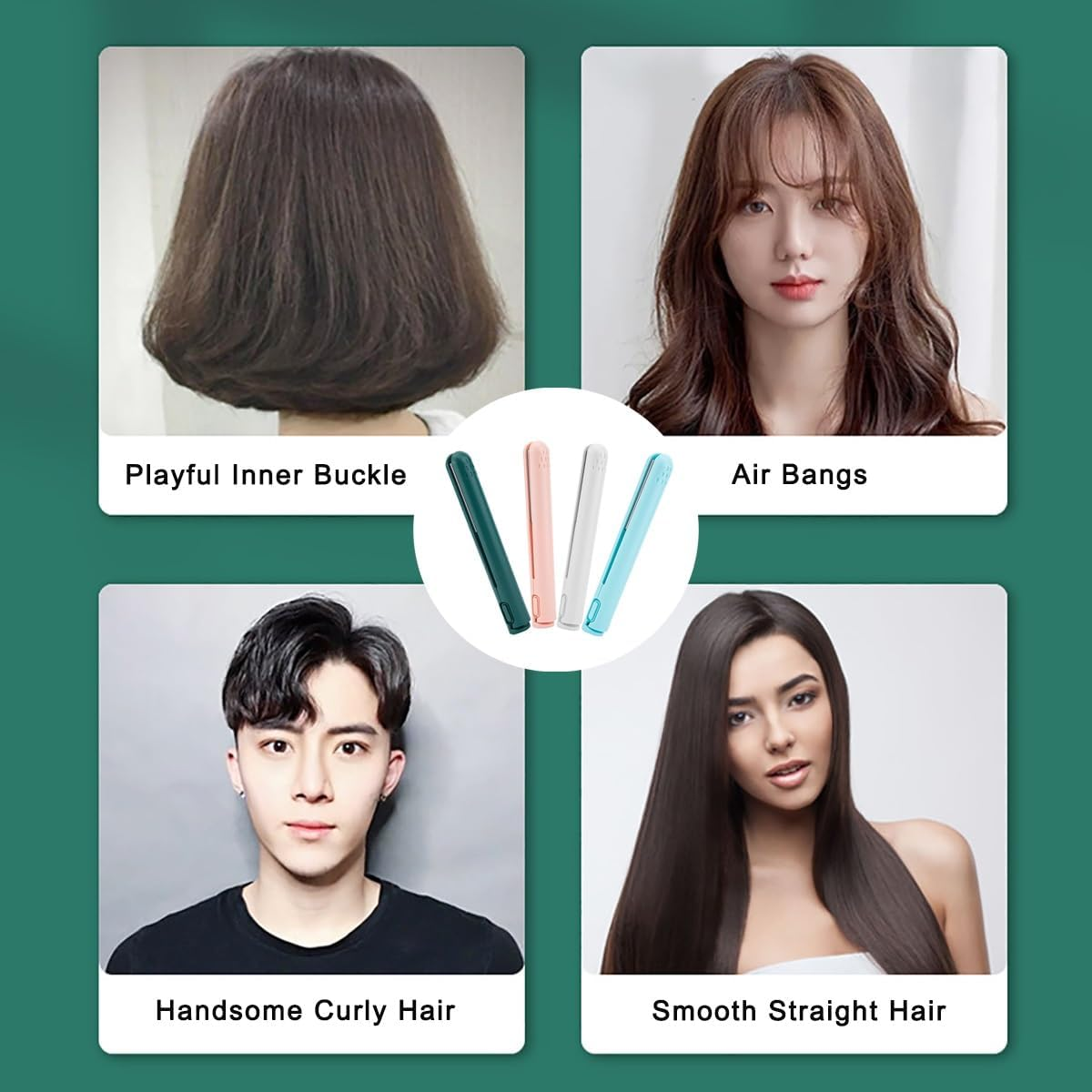 Flat Iron Hair Straightener, Small Dual-Purpose Straightening and Curling Splint, Special Straightening Splint for Bangs, Suitable for Various Hair Styles (Color : Pink) image number 4