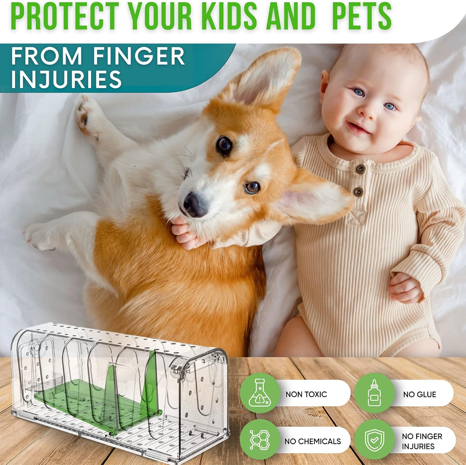 The Original, Humane Mouse Trap, Mouse Traps Indoor for Home, Safe for Kids and Pets, Catch and Release, Reusable, for Small Mice and Rodents, Mouse Trap, 2 Pack image number 3