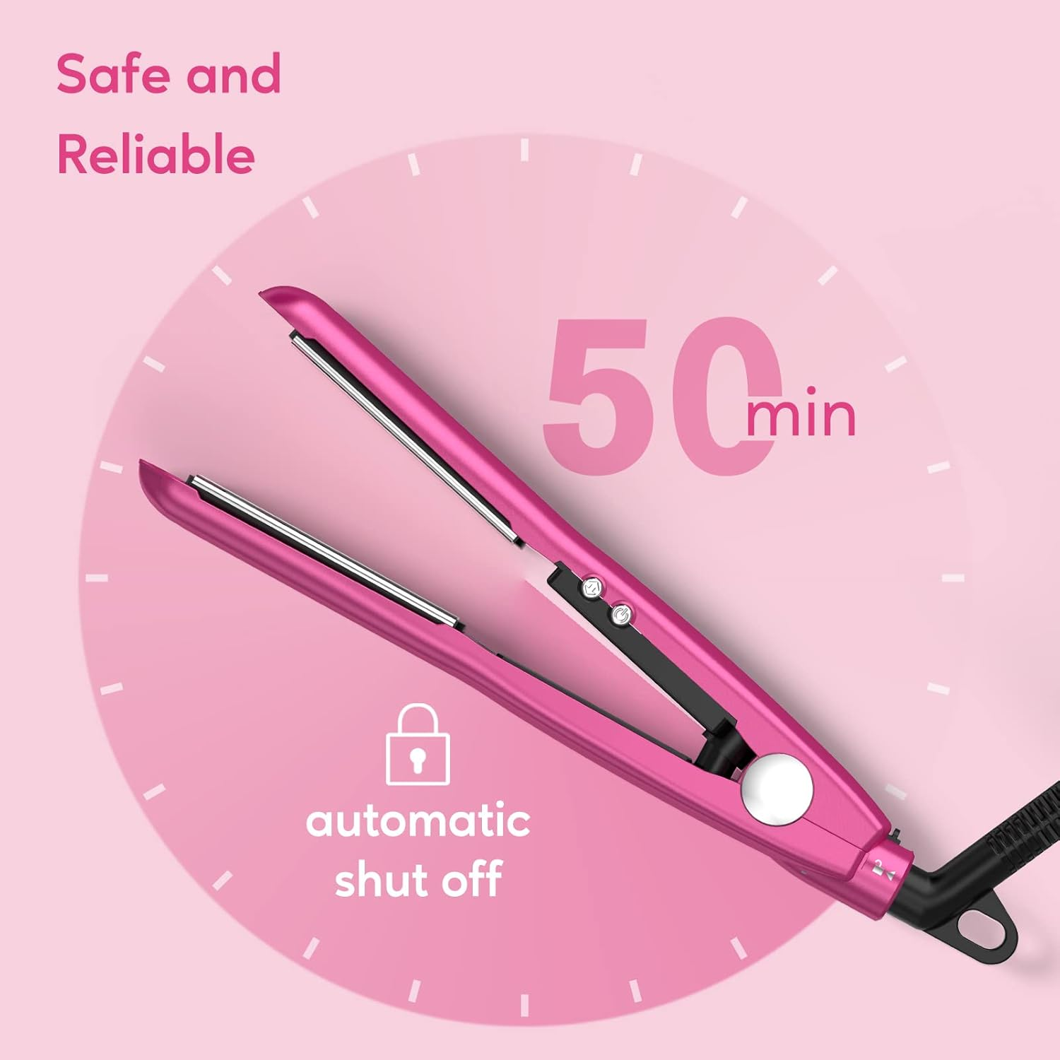 Terviiix Mini Flat Iron Adjustable Temperature, Travel-Size Mini Hair Straightener, Small Flat Irons for Short Hair/Curls Bangs, Ceramic Portable Tiny Hair Curler, Dual Voltage, Auto-Off, Pink, 1/2'' image number 3