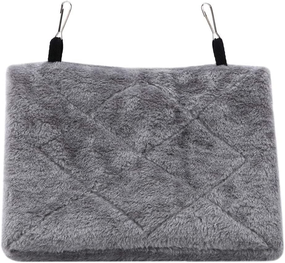 Bird Plush Hanging Cage, Bird Soft Plush Hammock Hanging Cage Tent for Birds Parrot Winter Warm Bed Pet Toy, Pet Supplies(M-Gray) image number 5