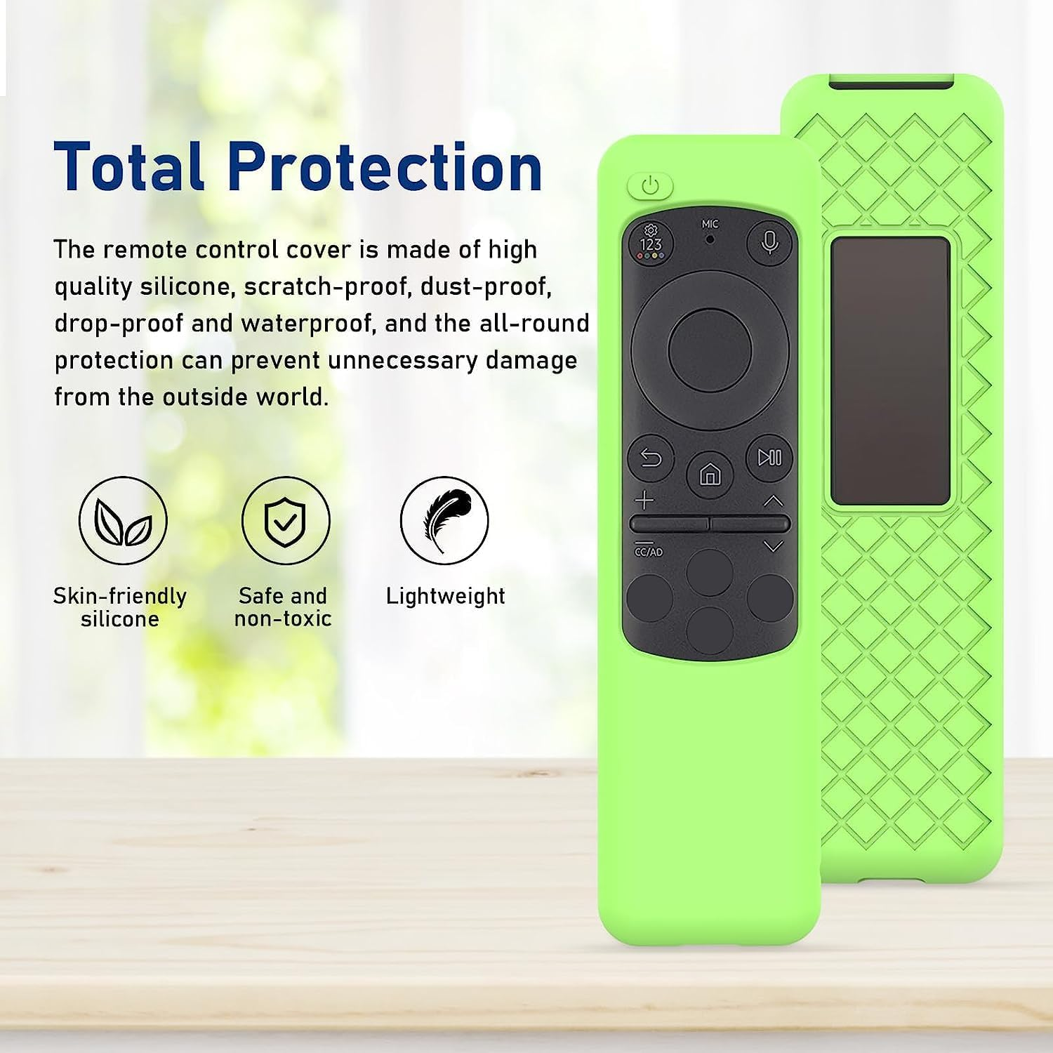 USTIYA Remote Case for Samsung TV 2023 BN59-01432A / 01432J / 01432B / 01432D / 01432 TM2360E / TM2360F / TM2361E / BN59-01455E / 01455A Solar Cell Nightglow Control Protective Cover Silicone (Green) image number 6