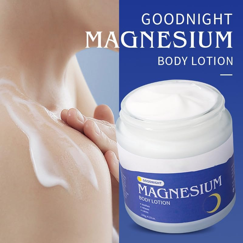 Magnesium Cream 120G &ndash; Promotes Relaxation & Sleep, Body Cream Enriched with Olive Extract & Shea Butter to Soothe Feet, Legs & Body