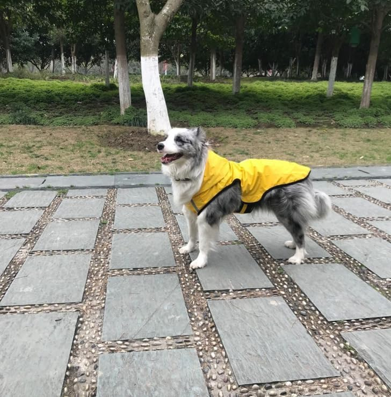 Dog Rain Coat with Waterproof Dog Clothes Dog Jacket, Pet Hoodie with Lightweight Reflective Strip Rain Dog Rain Coat Hooded Slicker (Yellow, X-Large) image number 5