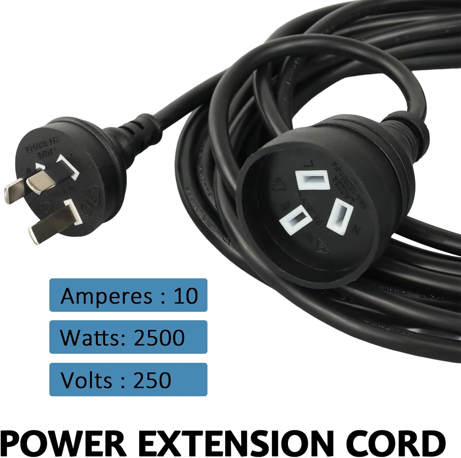 EP Power Extension Cord 5 M Australia Standard Household 3-Pin Plug Lead Cord, 240V, 10A, Black image number 6