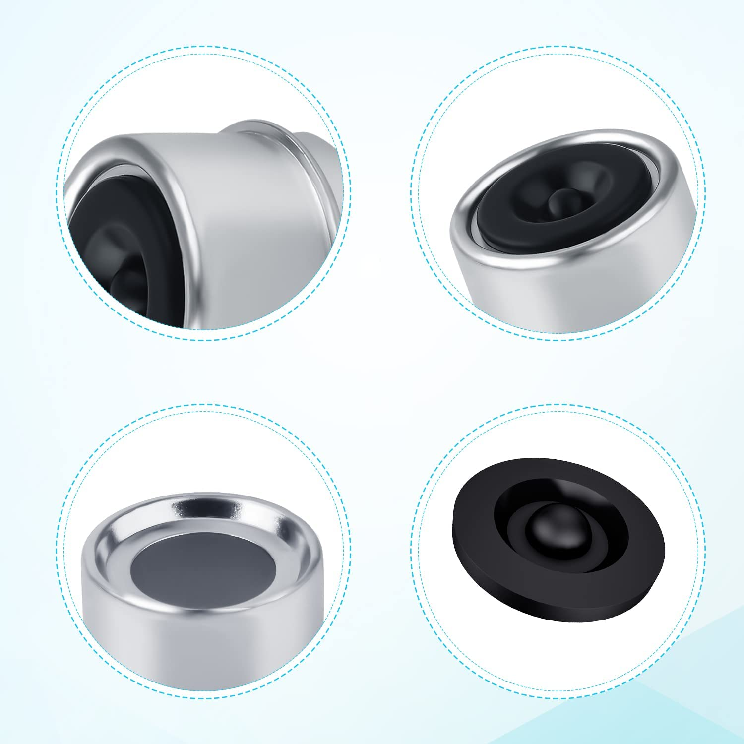 TOYMIS 4 Set Trailer Hub Cap and Bearing Grease Plugs, 1.98" Bearing Caps for Most 2000 to 3500 Pound Axles Dexter, Hub Dust Caps with 4Pcs Extra Rubber Grease Plugs