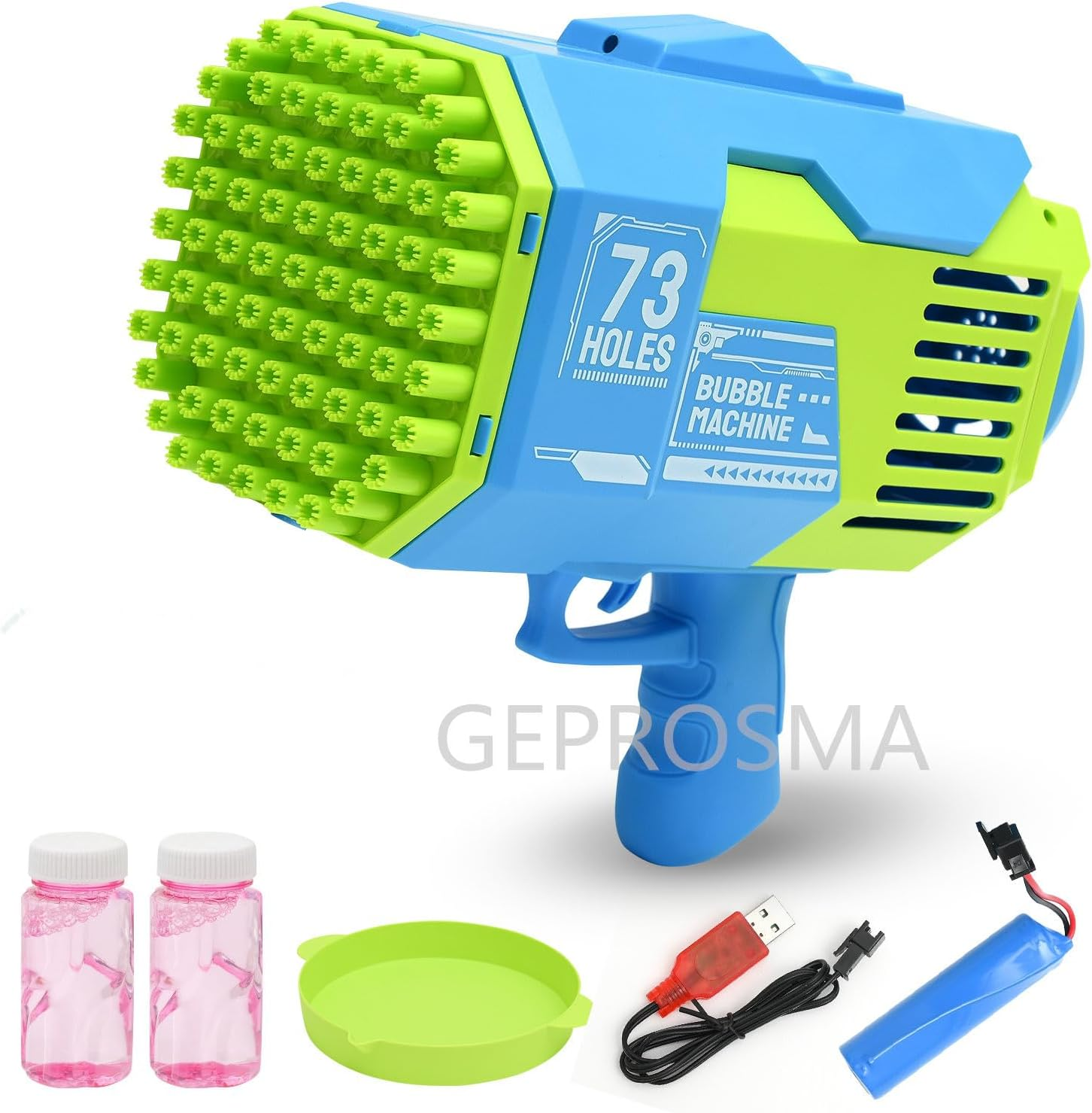 Automatic Bubble Gun Machine for Kids Adults,Rechargeable Battery/Bazooka Rocket 73 Holes/Lights, Electric Bubble Maker Blaster Blower Toys for Outdoor Games,Wedding,Party Favors image number 3